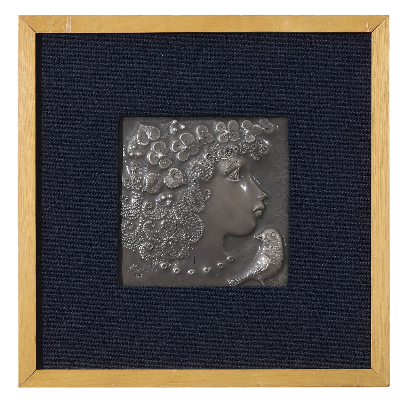 GIRL AND BIRD, SIGNED OKABE AKIRA, DATED 1984 (1 of 3)