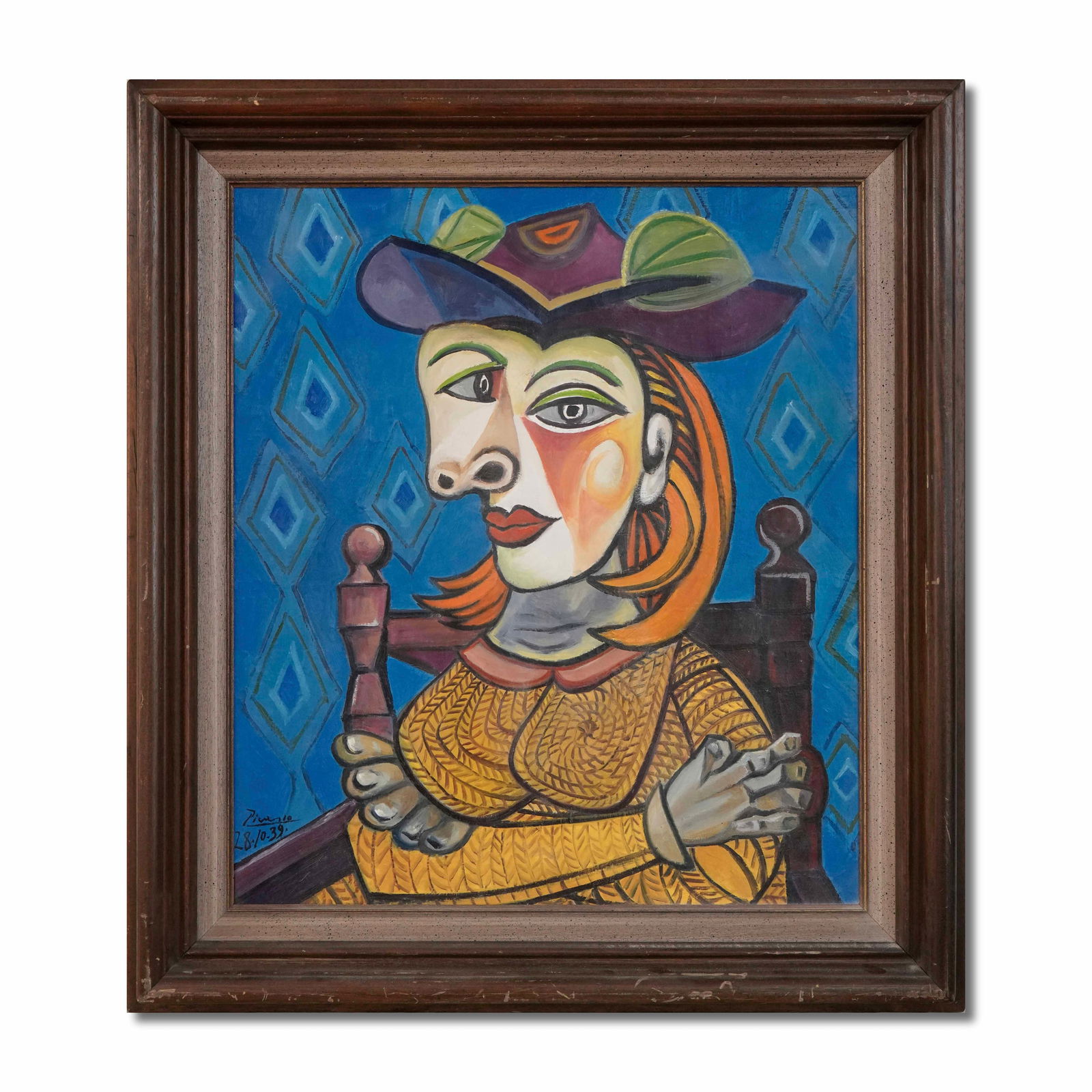 PABLO PICASSO (1881-1973), ATTRIBUTED TO, OIL ON CANVAS: Signed (lower left) This painting comes with COA. Image Dimensions: 80 cm x 70 cm (31 1/2 x 27 1/2 in) All measurements are approximate. Pablo Picasso (1881-1973) stands as one of the most influential