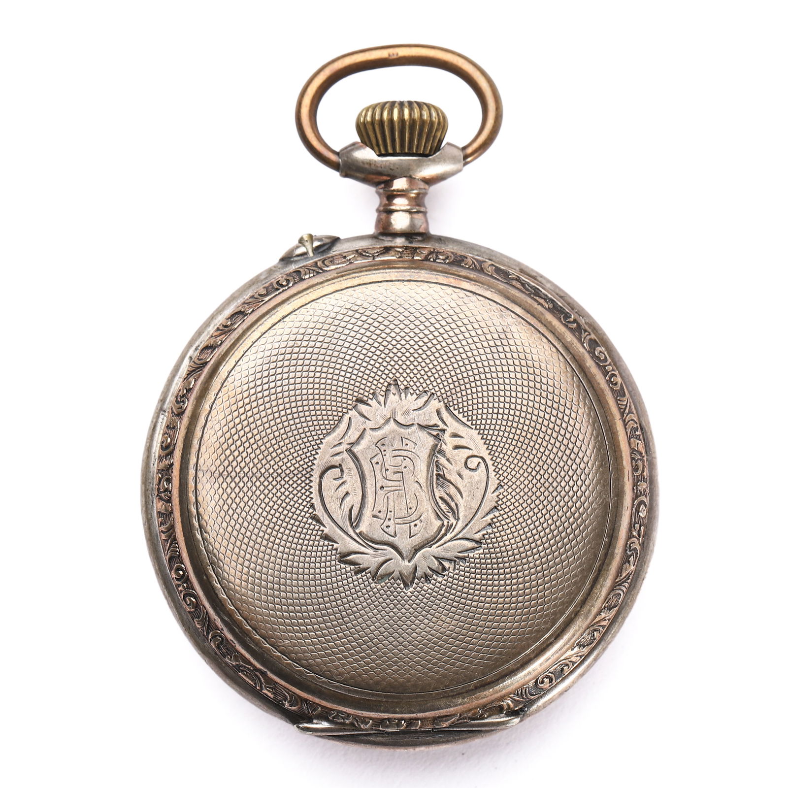 A SWISS SILVER POCKET WATCH, CYLINDRE 10 RUBIS. (1 of 6)
