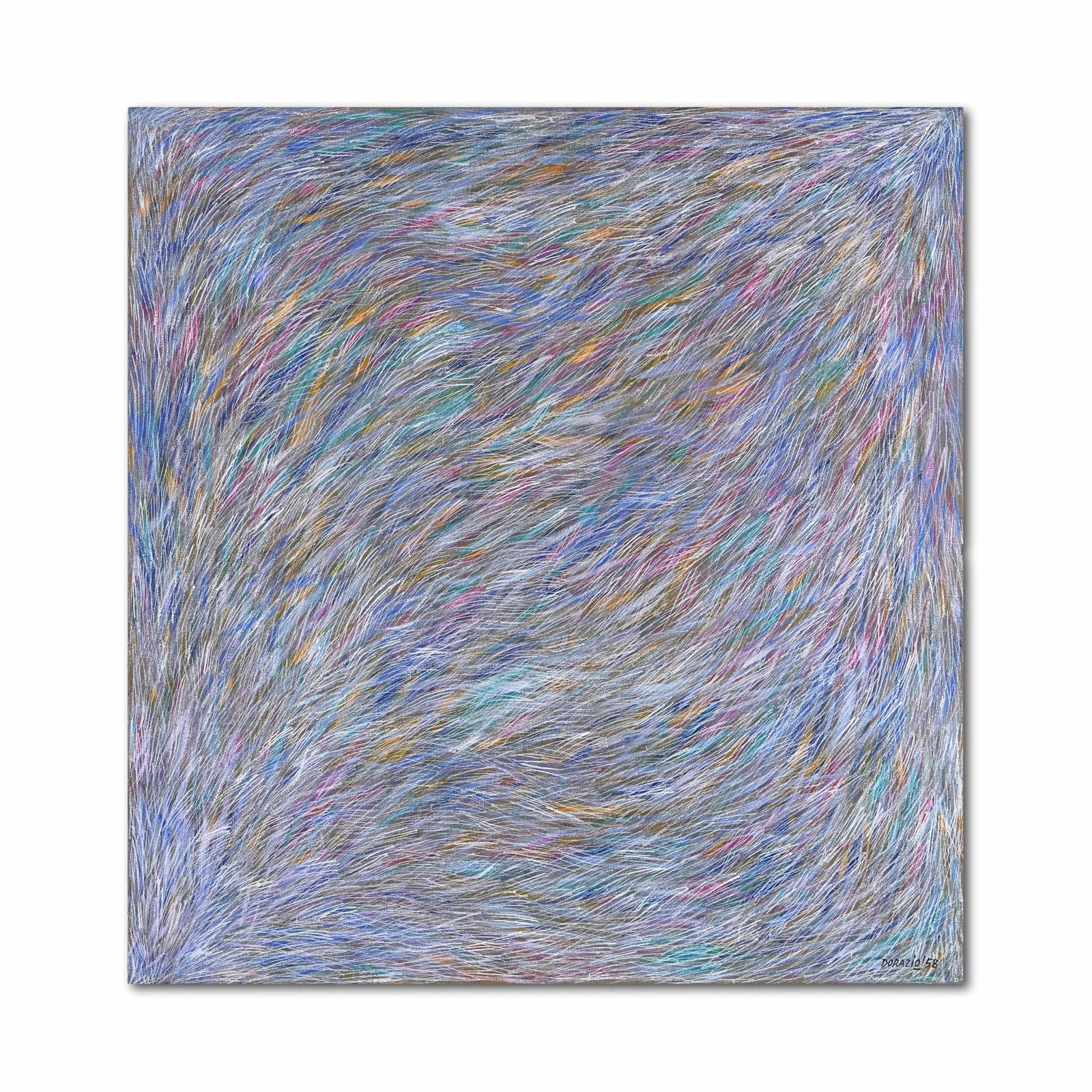 PIERO DORAZIO (1927-2005), ATTRIBUTED TO, OIL ON CANVAS: Signed (lower right and verso) This painting comes with COA. Image dimensions: 41 3/8 x 39 3/8 in (105 x 100 cm) Piero Dorazio, a key figure in post-war Italian abstraction, was known for his lyrical