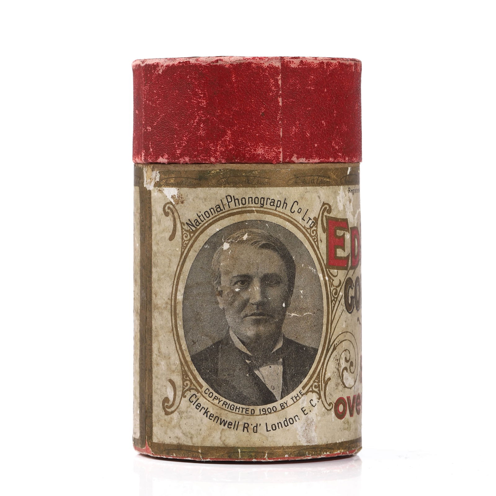 EDISON GOLD MOULDED RECORD CYLINDER (WITH ORIGINAL PAPER CONTAINER) (1 of 5)