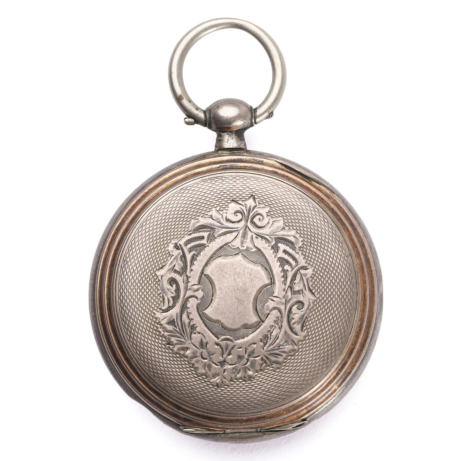 A SILVER POCKET WATCH, CIRCA EARLY 20TH CENTURY: Dial diameter: 1 7/8 in. (48.4 mm), Weight: 2.86 oz (81 g) Of circular form, the case finely engraved with a decorative cartouche to the back. The white enamel dial with Arabic numerals, subsidiary se