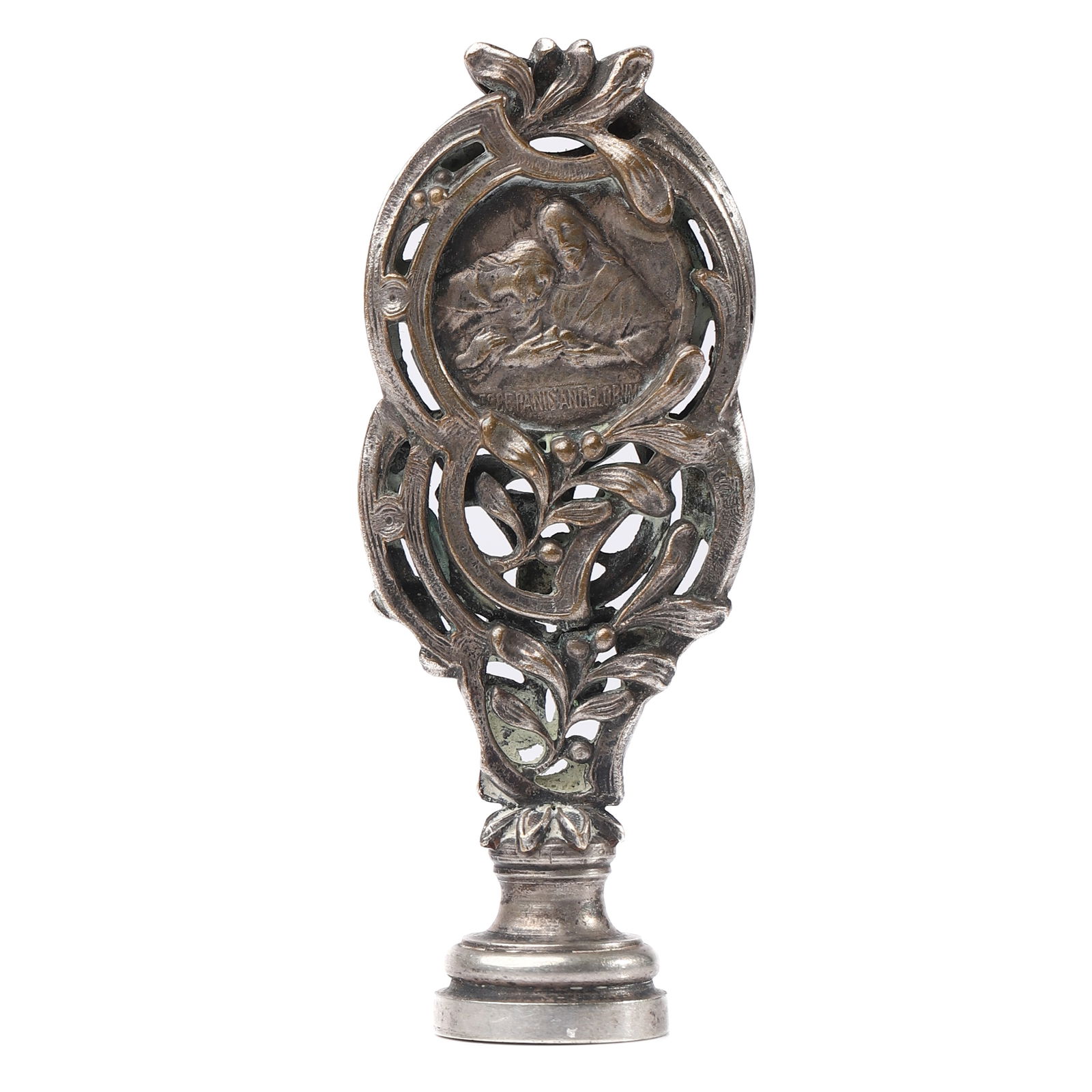 ANTIQUE SILVERED METAL SEAL WITH OPENWORK SCENE (1 of 3)