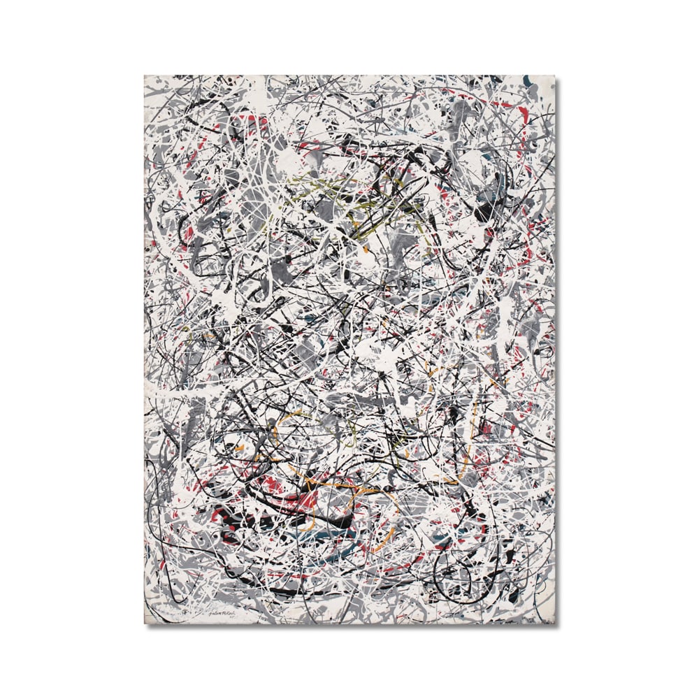 JACKSON POLLOCK (1912-1956), ATTRIBUTED TO, OIL PAINT AND ENAMEL ON CANVAS: Signed (lower left) Image Dimensions: 31 1/2 x 23 5/8 in (80 x 60 cm) This painting comes with COA. Jackson Pollock, one of the defining figures of Abstract Expressionism, reshaped the trajectory of p
