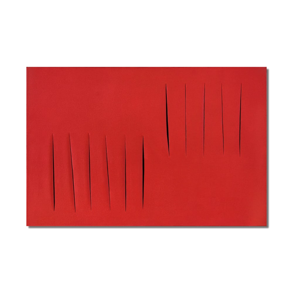 LUCIO FONTANA (1907-1968), ATTRIBUTED TO, WATERPAINT ON CANVAS (1 of 3)