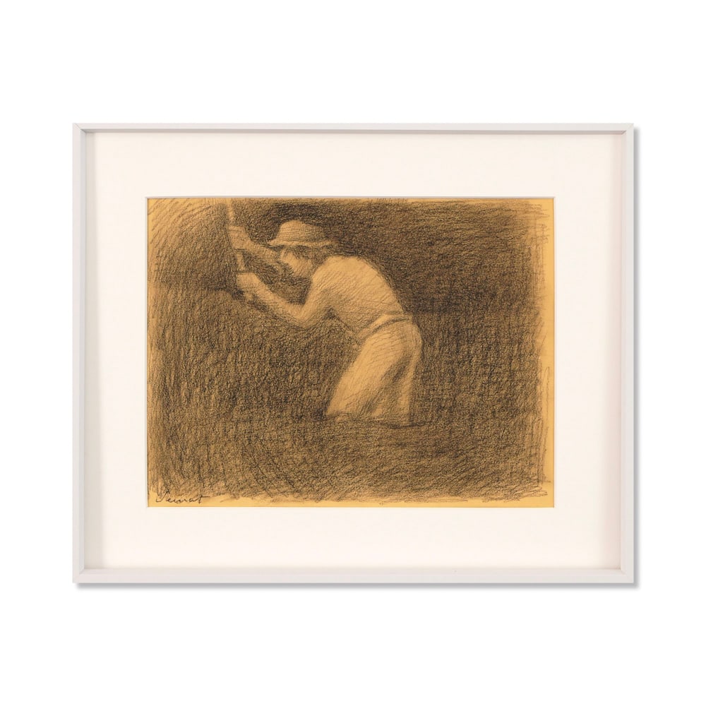 GEORGES SEURAT (1859-1891), ATTRIBUTED TO, PENCIL ON PAPER: Signed (lower left) Image Dimensions: 12 x 9 1/4 in (30.5 x 23.5 cm) Framed Dimensions: 16 1/8 x 13 3/8 in (41.1 x 33.9 cm) This painting comes with COA. Georges Seurat stands as a pivotal figure in t
