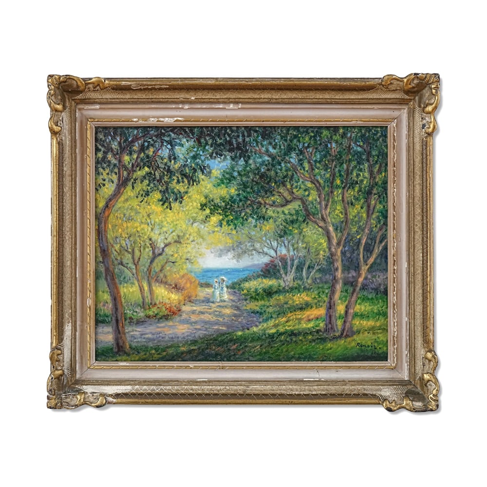 PIERRE-AUGUSTE RENOIR (1841-1919), ATTRIBUTED TO, OIL ON CANVAS: Signed (lower right) Image Dimensions: 15 3/4 x 19 3/4 in (40 x 50 cm) Framed Dimensions: 25 1/4 x 22 1/8 in (64 x 56 cm) This painting comes with COA. Pierre Auguste Renoir, one of the founding figur