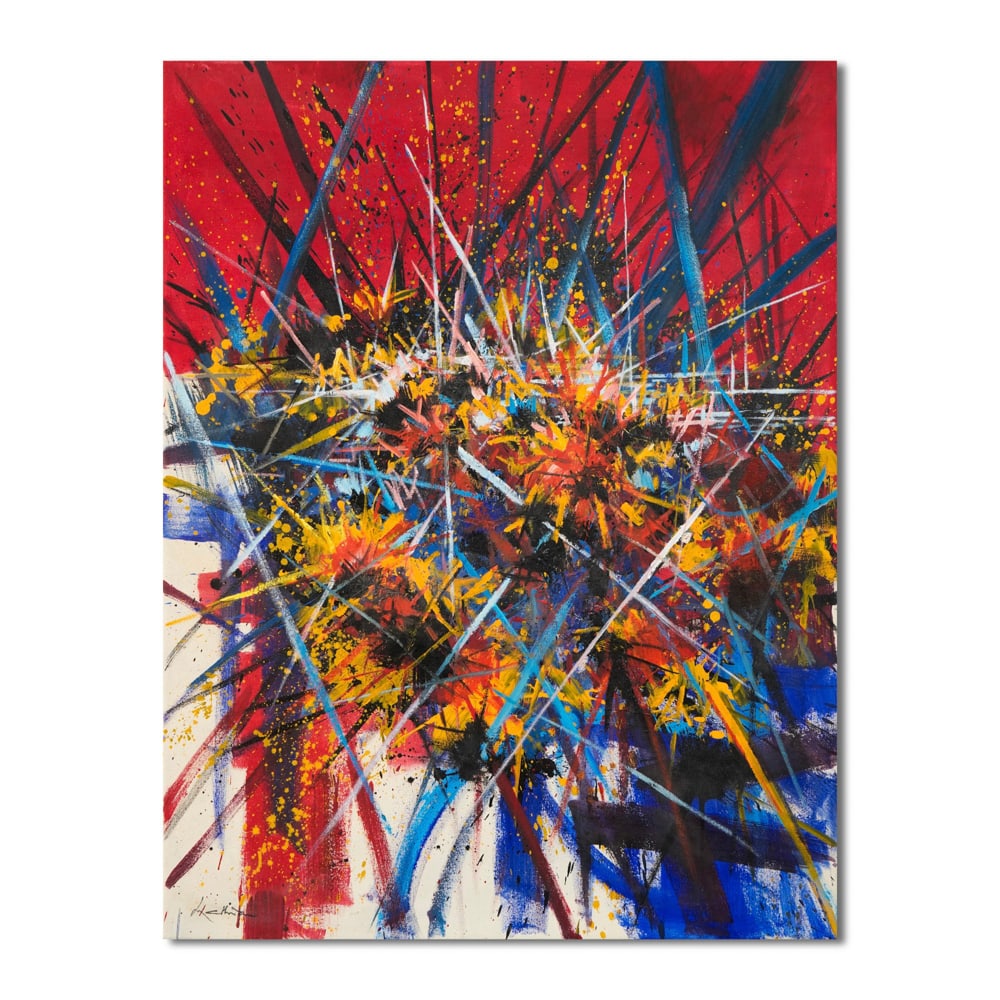 GEORGES MATHIEU (1921-2012), ATTRIBUTED TO, OIL ON CANVAS: Image Dimensions: 35 in x 45 3/4 in (89 cm x 116 cm) Signed (lower left and verso) This painting comes with COA. Georges Mathieu (1921-2012) was one of the leading figures of French abstract art and a