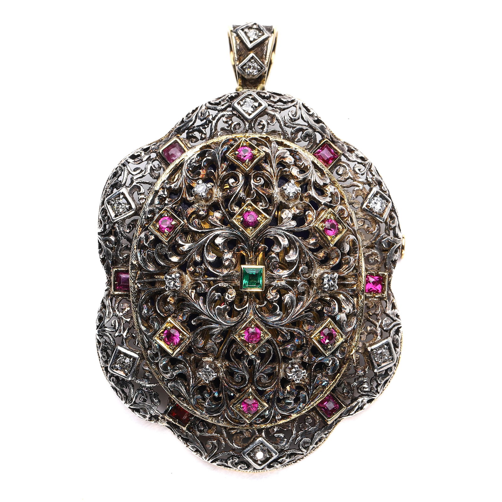 VICTORIAN PERIOD (1837–1901) ITALIAN NOBLEMAN'S CUSTOM-MADE GOLD AND SILVER LOCKET PENDANT (1 of 9)