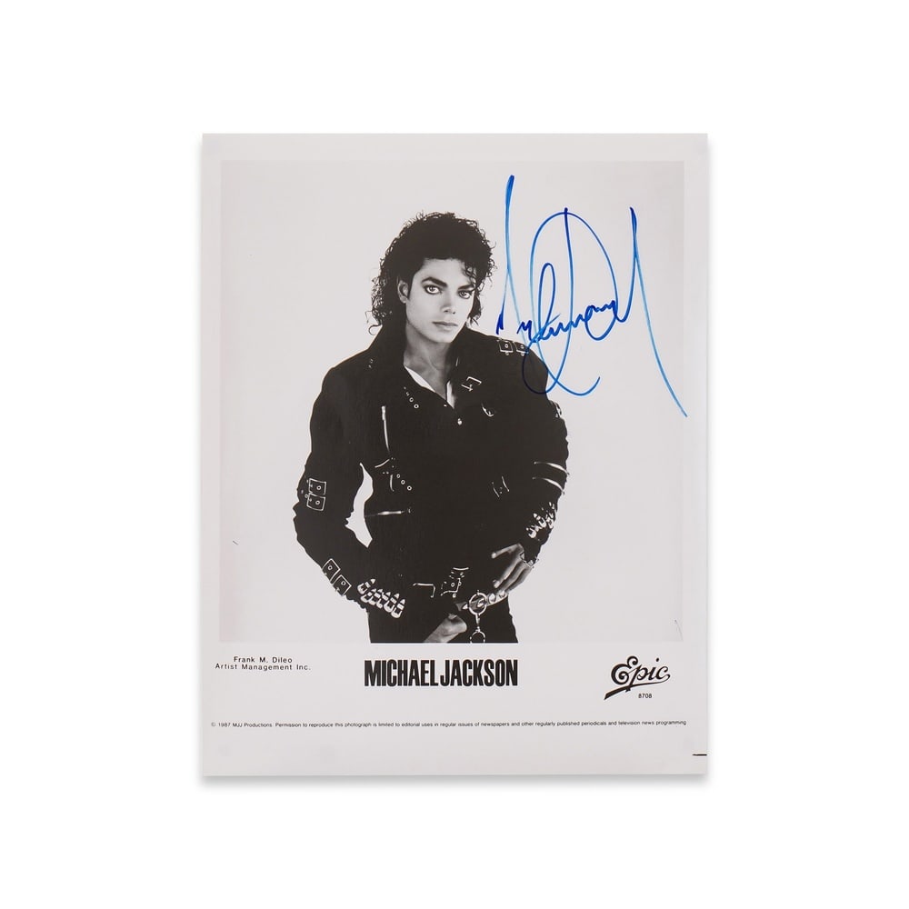 MICHAEL JACKSON SIGNED "BAD" PROMOTIONAL PHOTO, CIRCA 1987 (1 of 1)