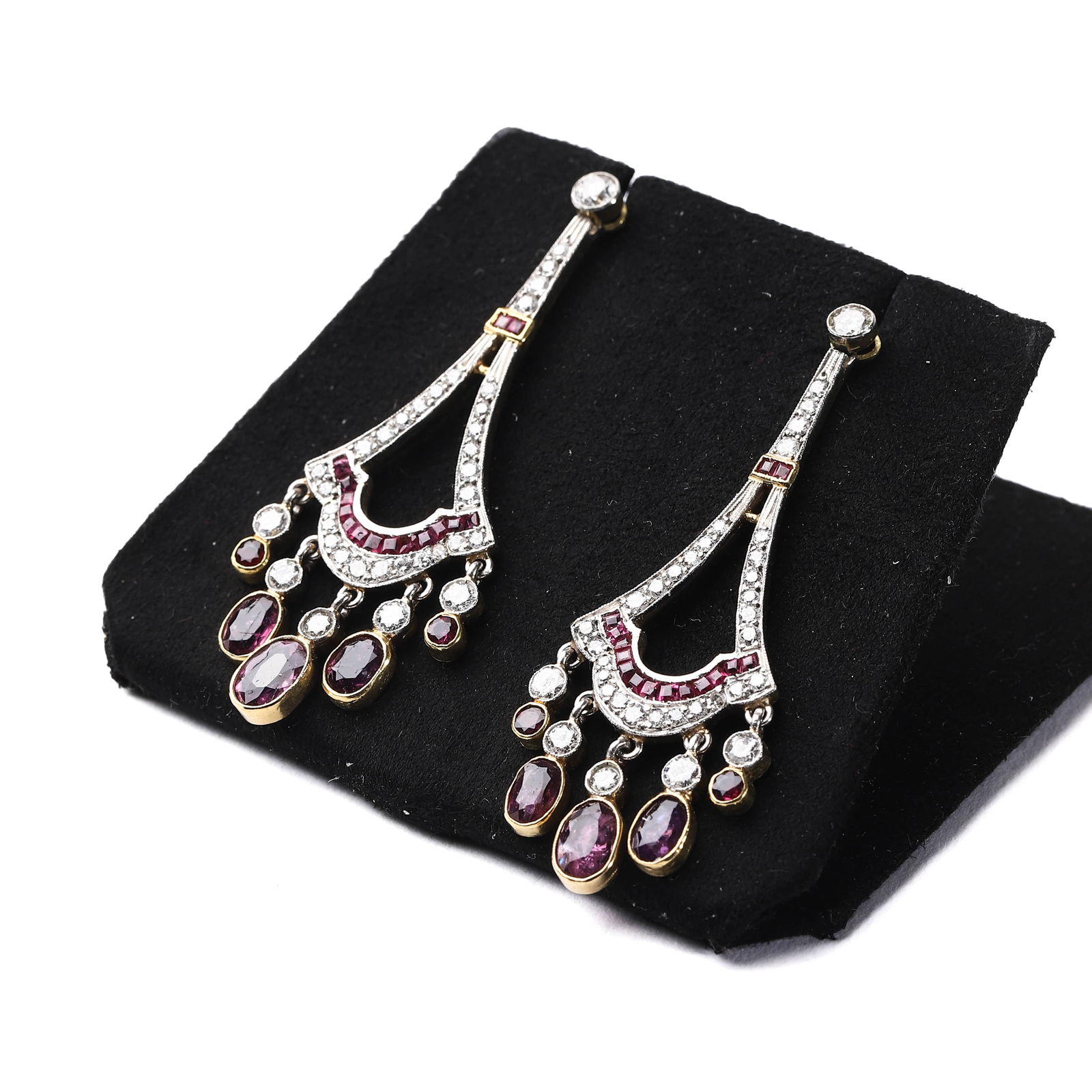 A PAIR OF RUBY AND DIAMOND EARRINGS (1 of 8)