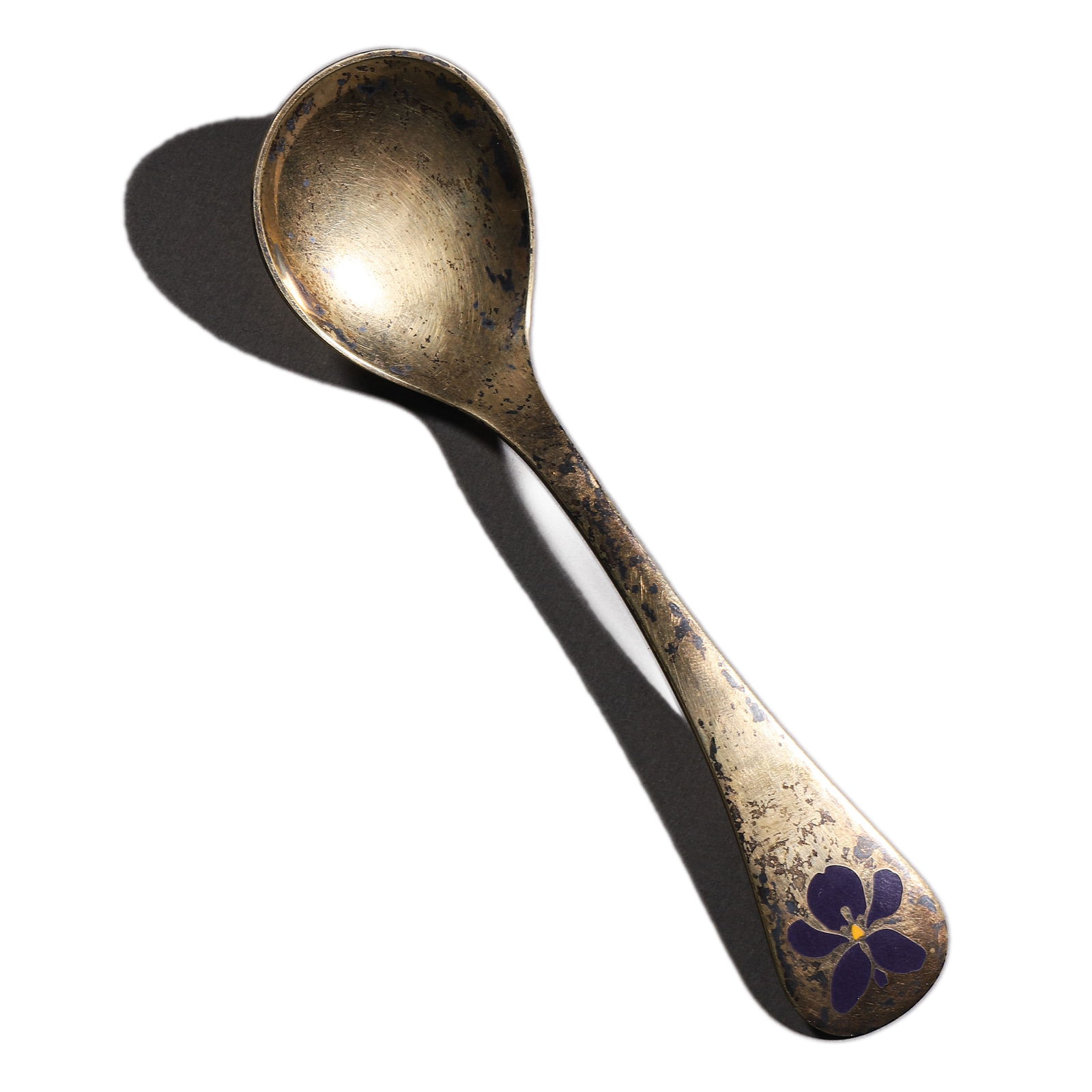 A DANISH STERLING SILVER AND ENAMEL SPOON, RAAB & GOBEL, 1977 (1 of 8)