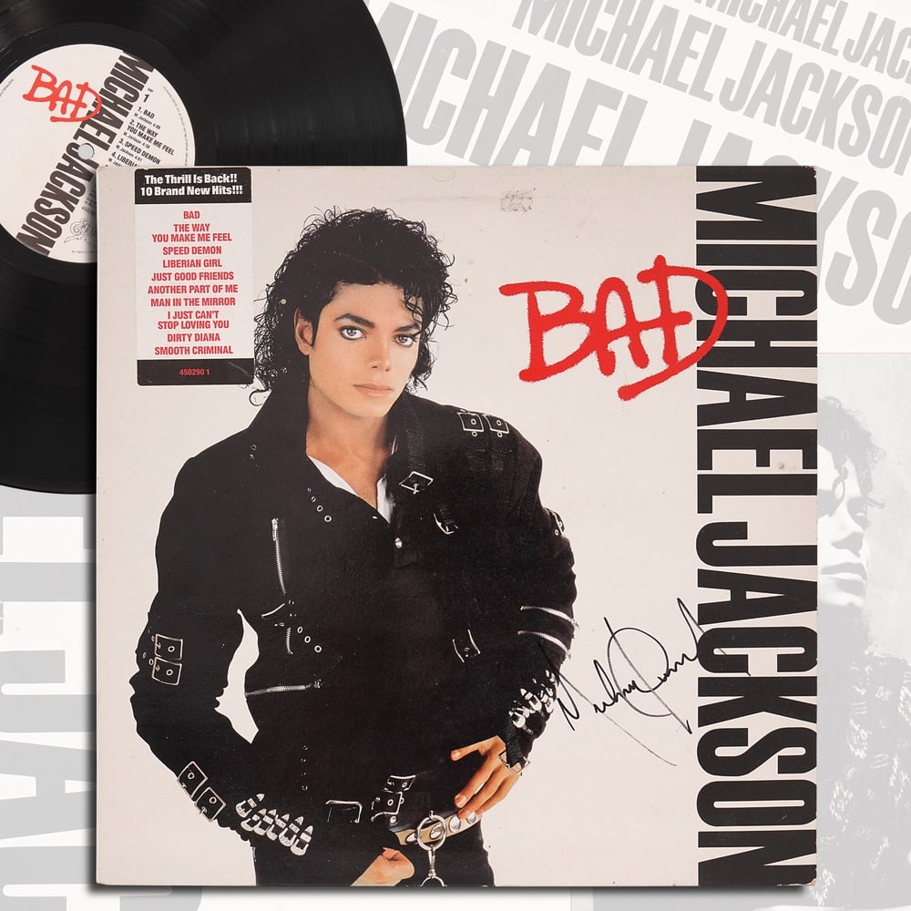 MICHAEL JACKSON SIGNED "BAD" LP ALBUM (1 of 8)
