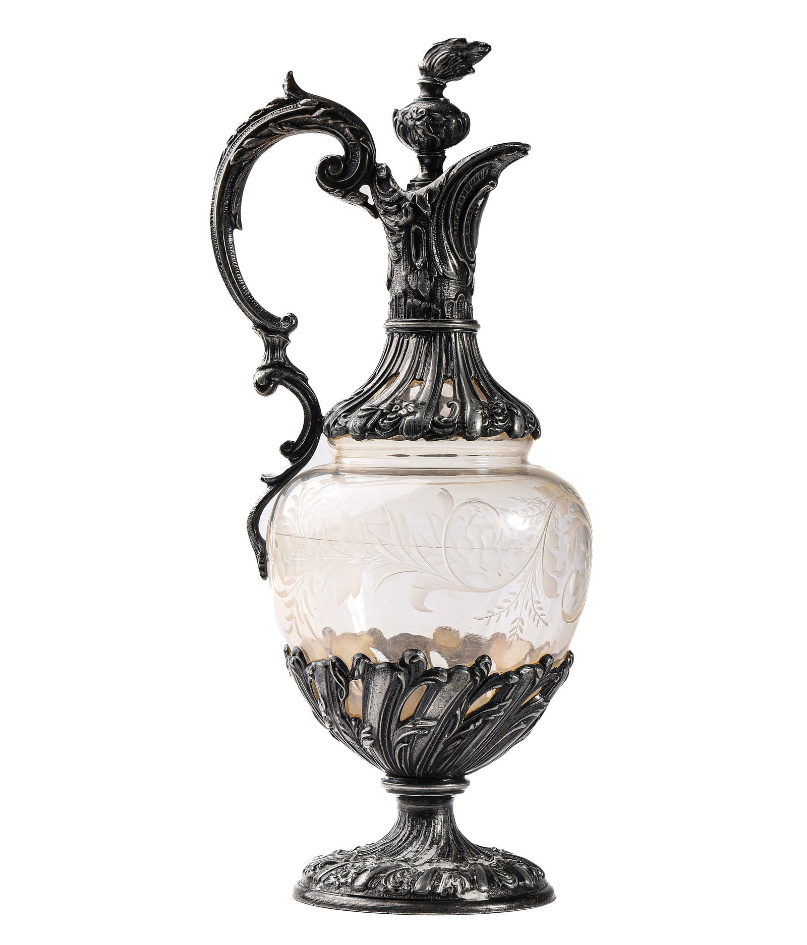 A Victorian Silver-Plated and Etched Glass Claret Jug (1 of 2)