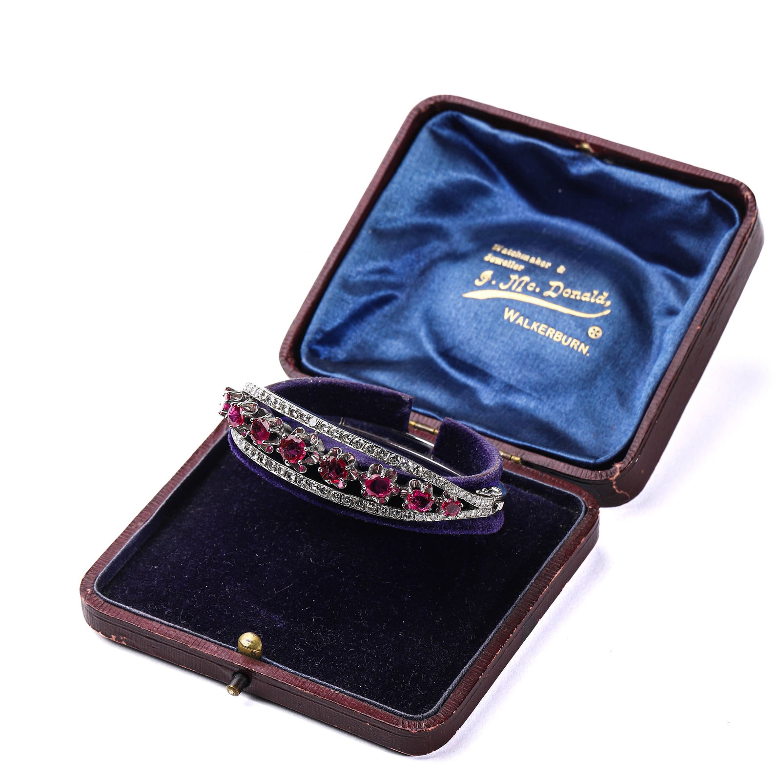 ART DECO PERIOD (1925–1935) ITALIAN CUSTOM ANTIQUE RUBY BRACELET: A luxurious Italian antique ruby bracelet from the Art Deco period, meticulously handcrafted in 14K gold. This exquisite piece is set with 3.5 carats of untreated Burmese rubies and 3.5 carats of diam