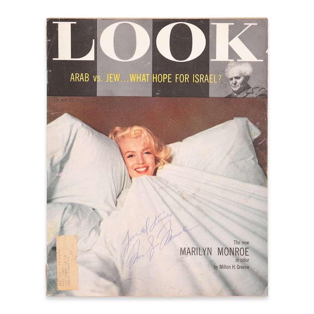 MARILYN MONROE SIGNED LOOK MAGAZINE: 13 1/4 x 10 1/2 in (33.6 x 26.8 cm) Provenance and Authentication: This collectible has undergone a rigorous forensic evaluation. The signatures were carefully analyzed across multiple criteria, inclu