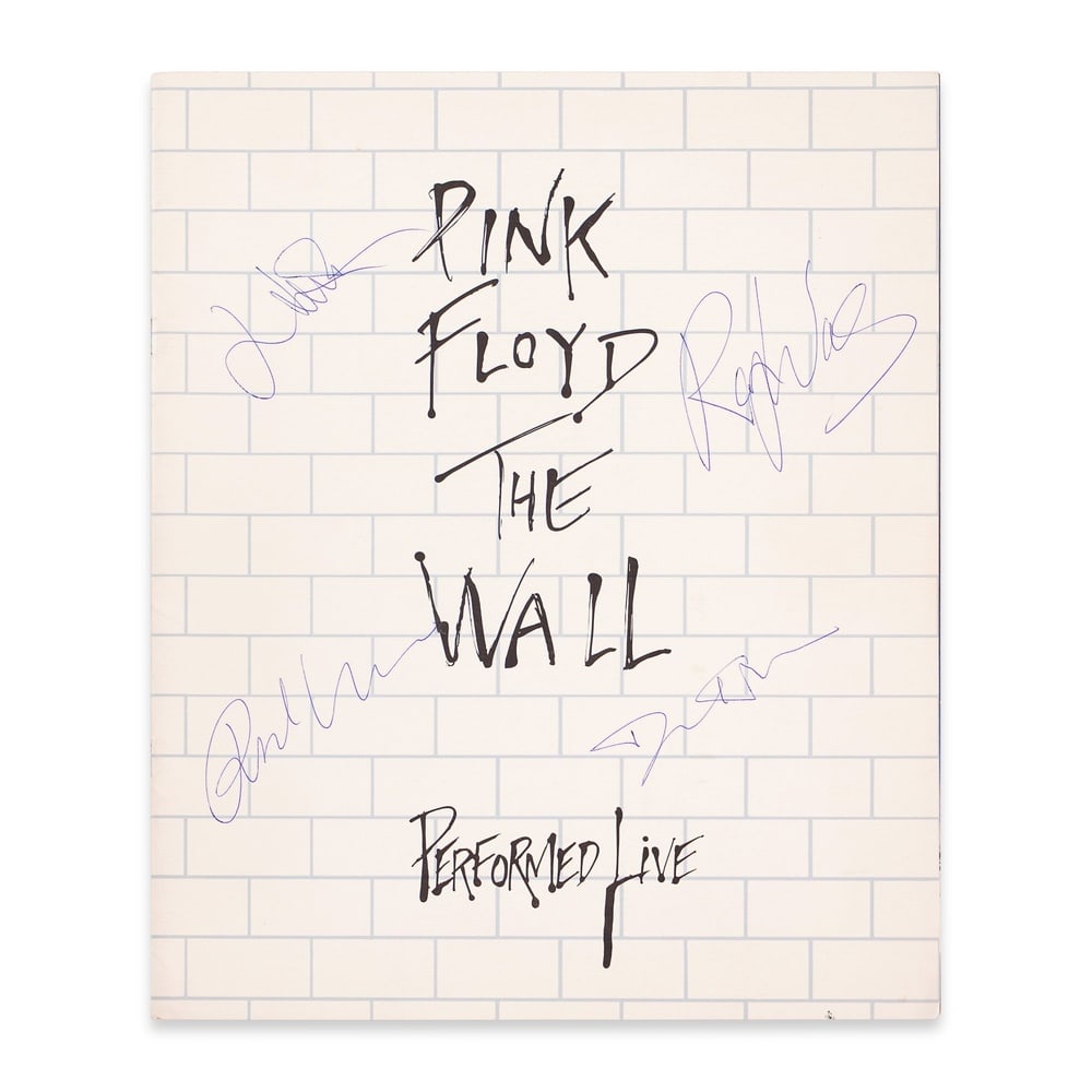 PINK FLOYD SIGNED THE WALL CONCERT PROGRAM: 11 3/4 x 9 1/2 in (30 x 24 cm) Provenance and Authentication: This collectible has undergone a rigorous forensic evaluation. The signatures were carefully analyzed across multiple criteria,
