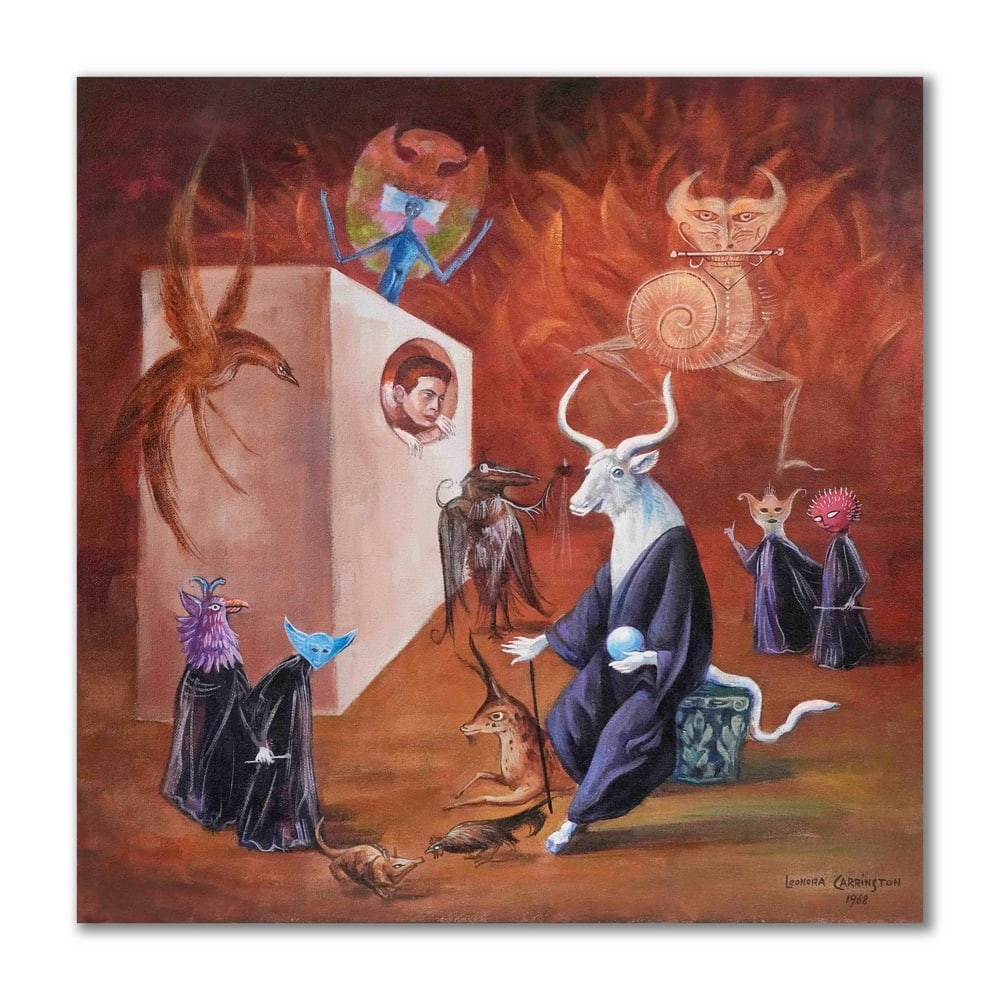 LEONORA CARRINGTON (1917-2011), ATTRIBUTED TO, OIL ON CANVAS: Signed (lower right and verso) This painting comes with COA. Image Dimensions: 70 x 70 cm (27 5/8 x 27 5/8 in) Leonora Carrington (1917-2011) was a pivotal figure in the Surrealist movement, known
