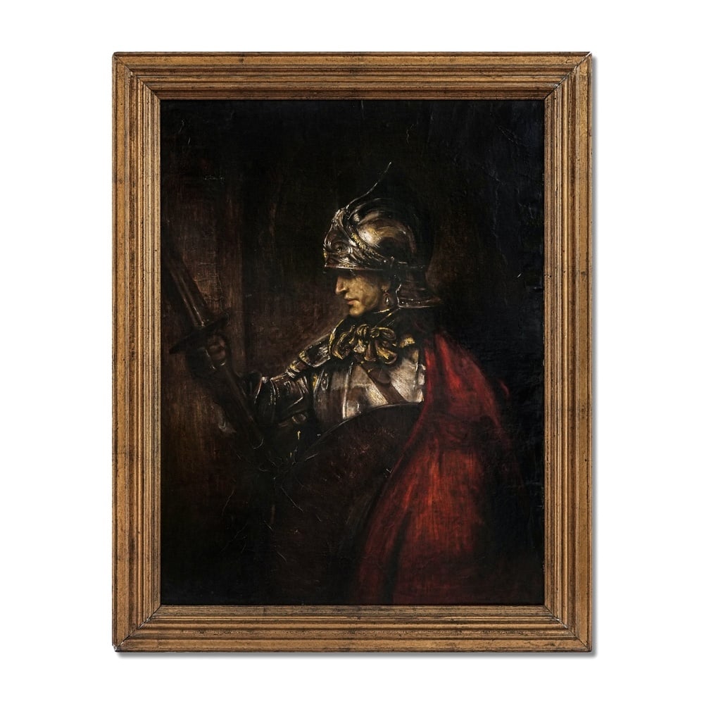 REMBRANDT VAN RIJN (1606-1669), OIL ON CANVAS: Signed (lower left) Image Dimensions: 30 3/4 x 23 in (78 x 58.5 cm) Framed Dimensions: 35 7/8 x 28 3/4 in (91 x 73 cm) This painting comes with COA. This commanding painting presents a solitary