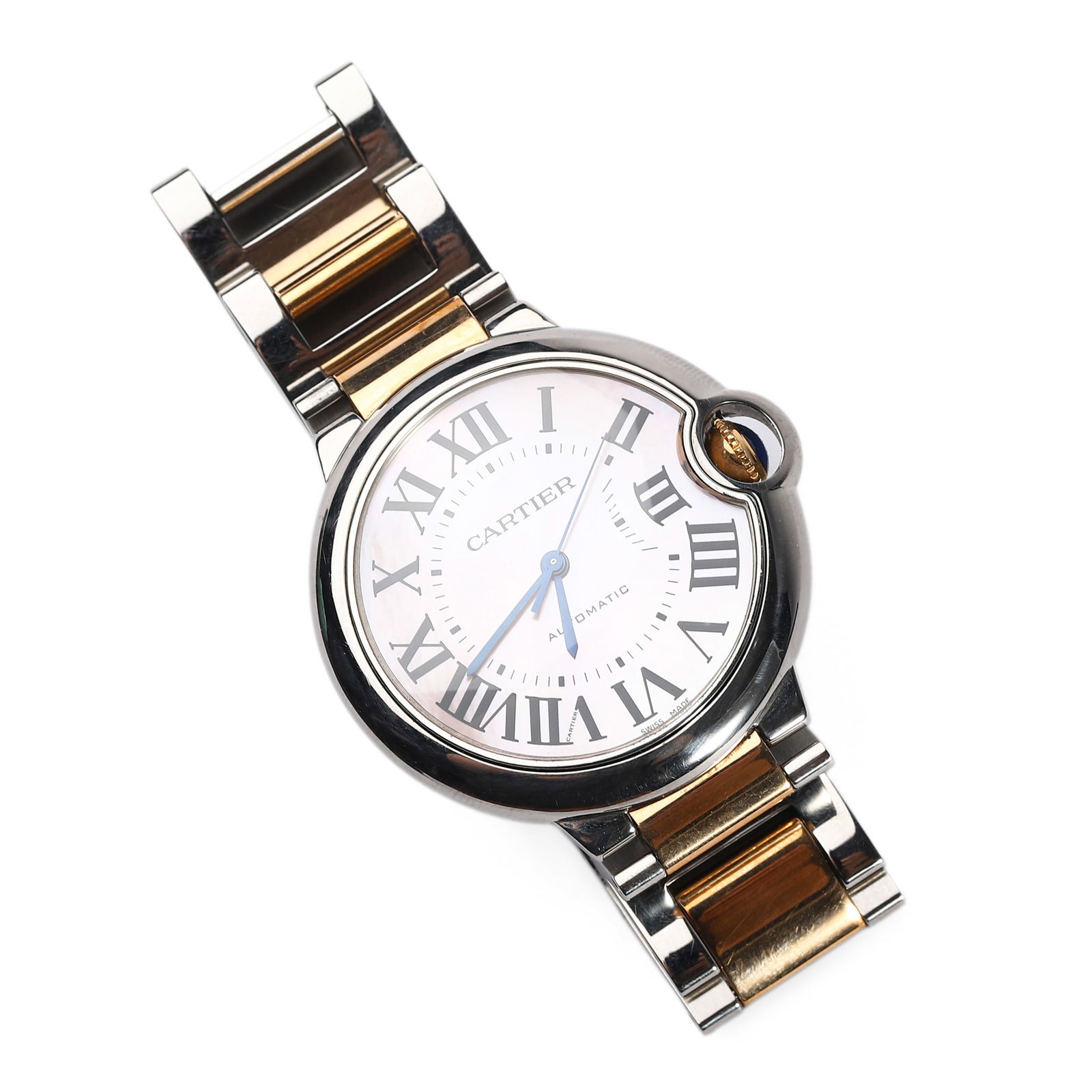 CARTIER BALLON BLEU AUTOMATIC LADY'S WATCH, TWO-TONE STEEL AND 18K YELLOW GOLD, MOTHER-OF-PEARL DIAL (1 of 9)
