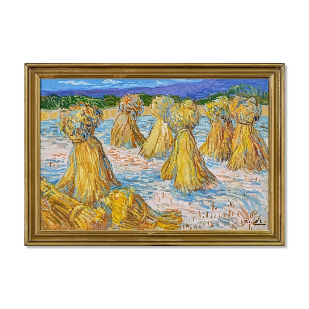 VINCENT VAN GOGH (1853-1890), OIL ON CANVAS: Signed (lower right) Image Dimensions: 18 1/4 x 27 1/8 in (46.5 x 69 cm) Framed Dimensions: 21 1/4 x 30 3/8 in (54 x 77 cm) This painting comes with COA. Vincent van Gogh's Gerbes de blé belongs to t