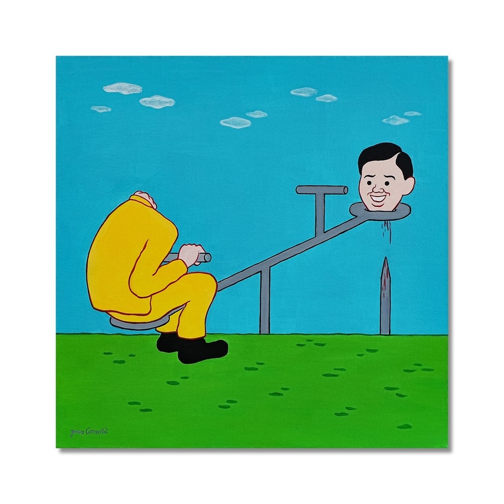 JOAN CORNELLA (B.1981), ACRYLIC ON CANVAS: Signed (lower right) Image Dimensions: 23 5/8 x 23 5/8 in (60 x 60 cm) This painting comes with COA. This painting by Joan Cornella exemplifies the artist's unmistakable visual language, developed at