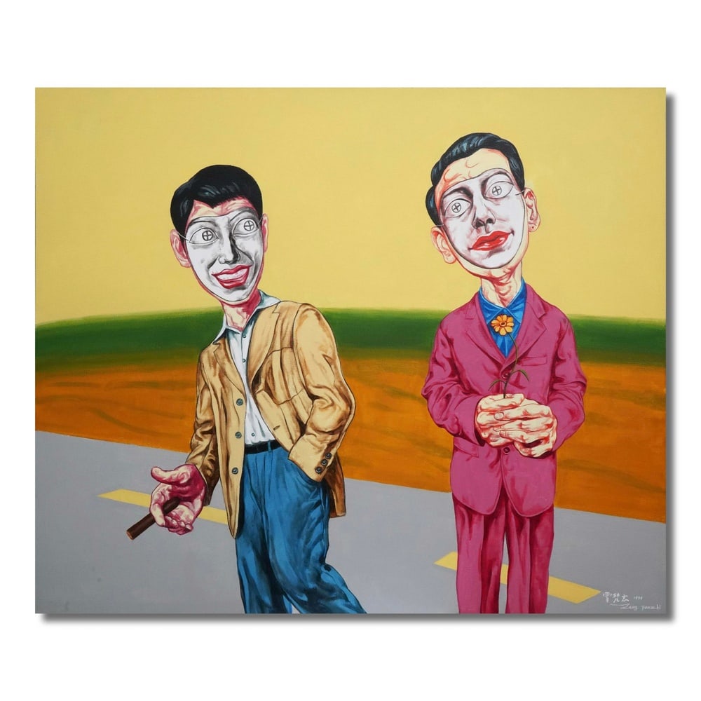 ZENG FANZHI (B.1964), ATTRIBUTED TO, OIL ON CANVAS: Image Dimensions: 47 1/8 x 39 1/4 in. (120 x 100 cm) Signed lower right This painting comes with COA. Zeng Fanzhi is one of the most acclaimed figures in Chinese contemporary art, renowned for his