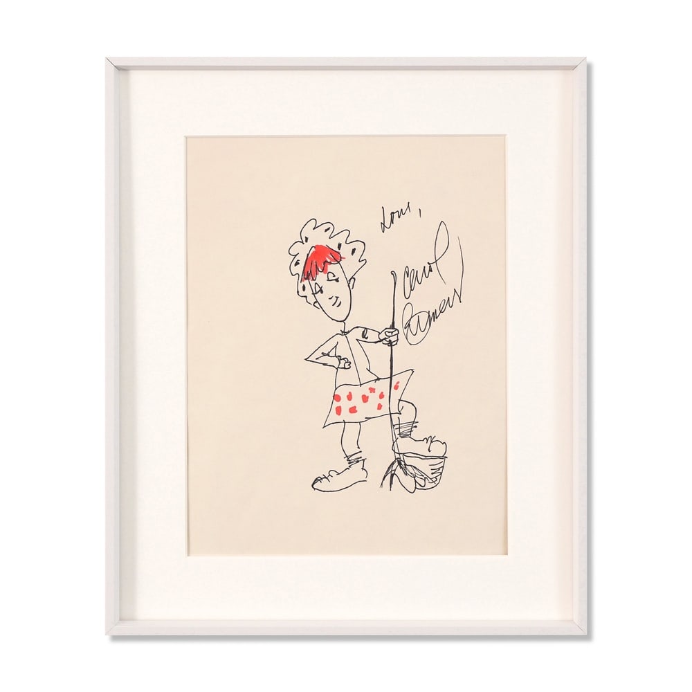 CAROL BURNETT SIGNED SKETCH: Image Dimensions: 11 3/8 x 8 5/8 in (29 x 22 cm) Framed Dimensions: 15 7/8 x 13 1/8 in (40.5 x 33.5 cm) This signed sketch reflects the unmistakable spirit of Carol Burnett, one of the most