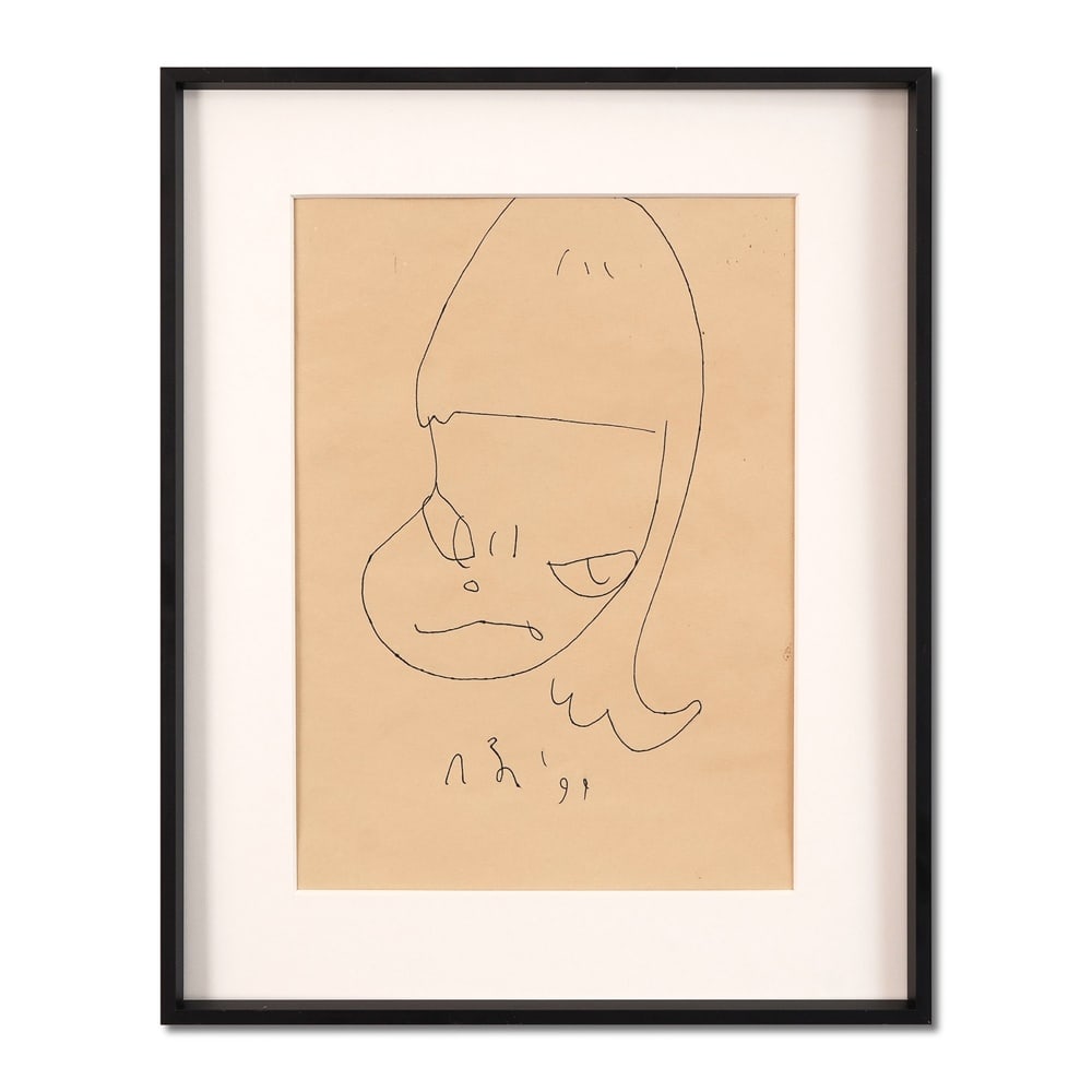 YOSHITOMO NARA (B.1959), ATTRIBUTED TO, DRAWING ON PAPER: Signed (lower center) Image Dimensions: 5 1/2 x 7 1/2 in (14 x 19 cm) Framed Dimensions: 12 1/8 x 14 5/8 in (30.8 x 37.2 cm) This painting comes with COA. Yoshitomo Nara stands as one of the most dist