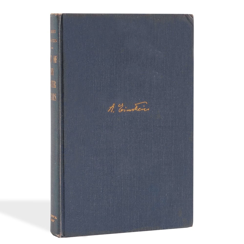 ALBERT EINSTEIN SIGNED OUT OF MY LATER YEARS: 8 1/8 x 5 1/2 in (20.7 x 13.9 cm) Provenance and Authentication: This collectible has undergone a rigorous forensic evaluation. The signatures were carefully analyzed across multiple criteria, includi