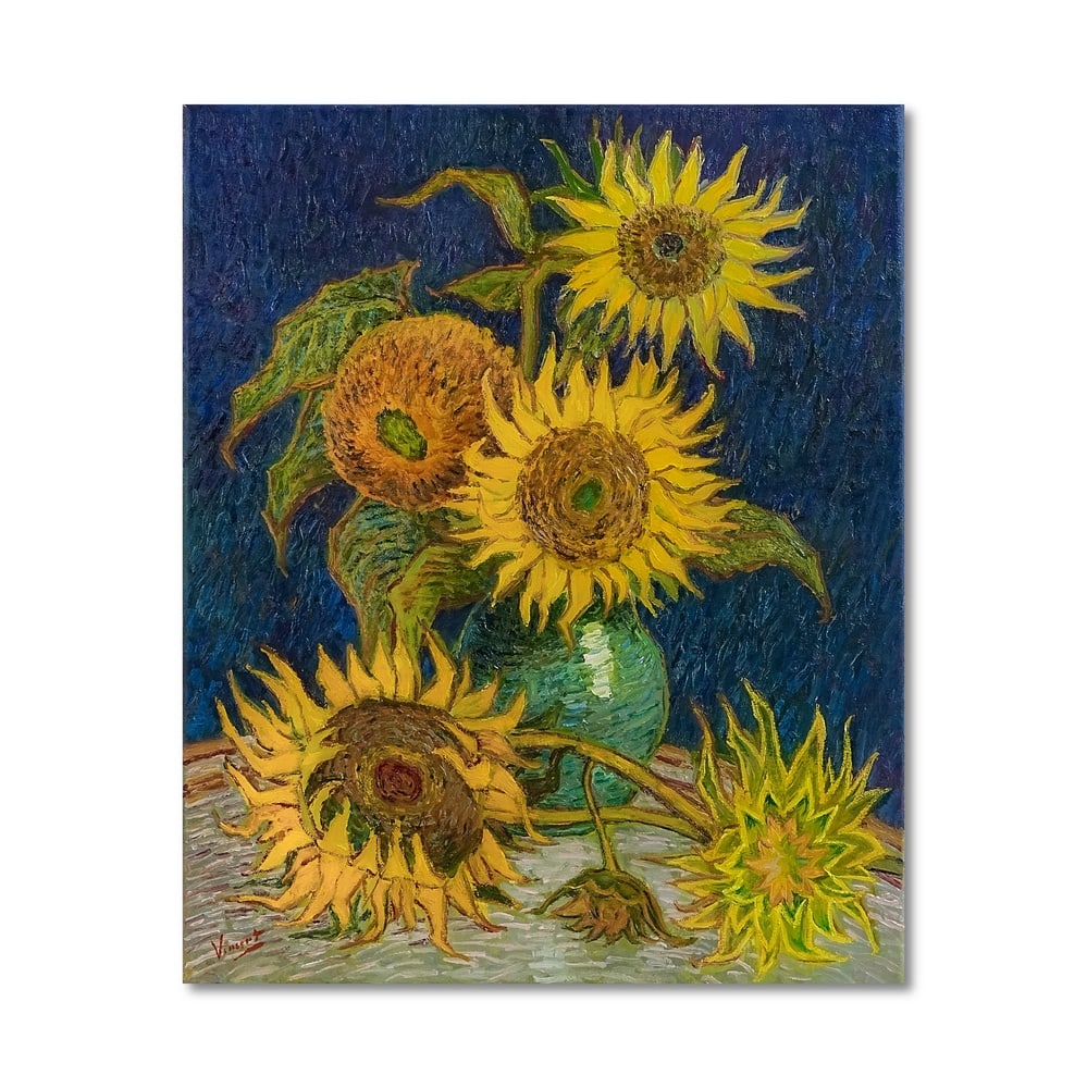 VINCENT VAN GOGH (1853-1890), ATTRIBUTED TO, OIL ON CANVAS: Signed (lower left) Image Dimensions: 29 x 23 3/4 in (73.6 x 60.5 cm) This painting comes with COA. "Tournesols" (1888) is a vibrant and iconic painting in Vincent van Gogh's famous sunflower series.