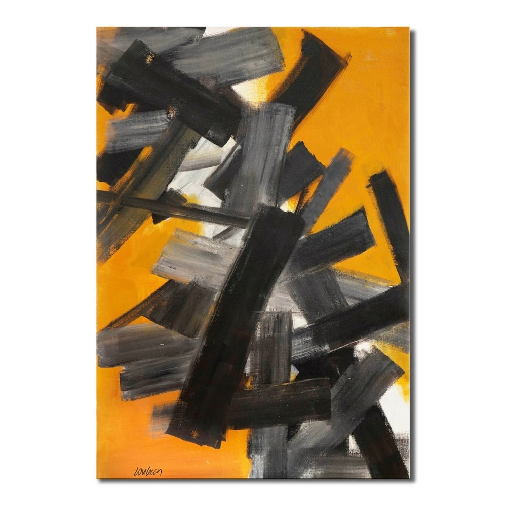 PIERRE SOULAGES (1919-2022), ATTRIBUTED TO, OIL ON CANVAS: Image Dimensions: 51 1/8 by 35 3/8 inches (130 by 90 cm) Signed (lower left and verso) This painting comes with COA. Pierre Soulages, born in 1919 in France, is a pioneering figure in the world of abs