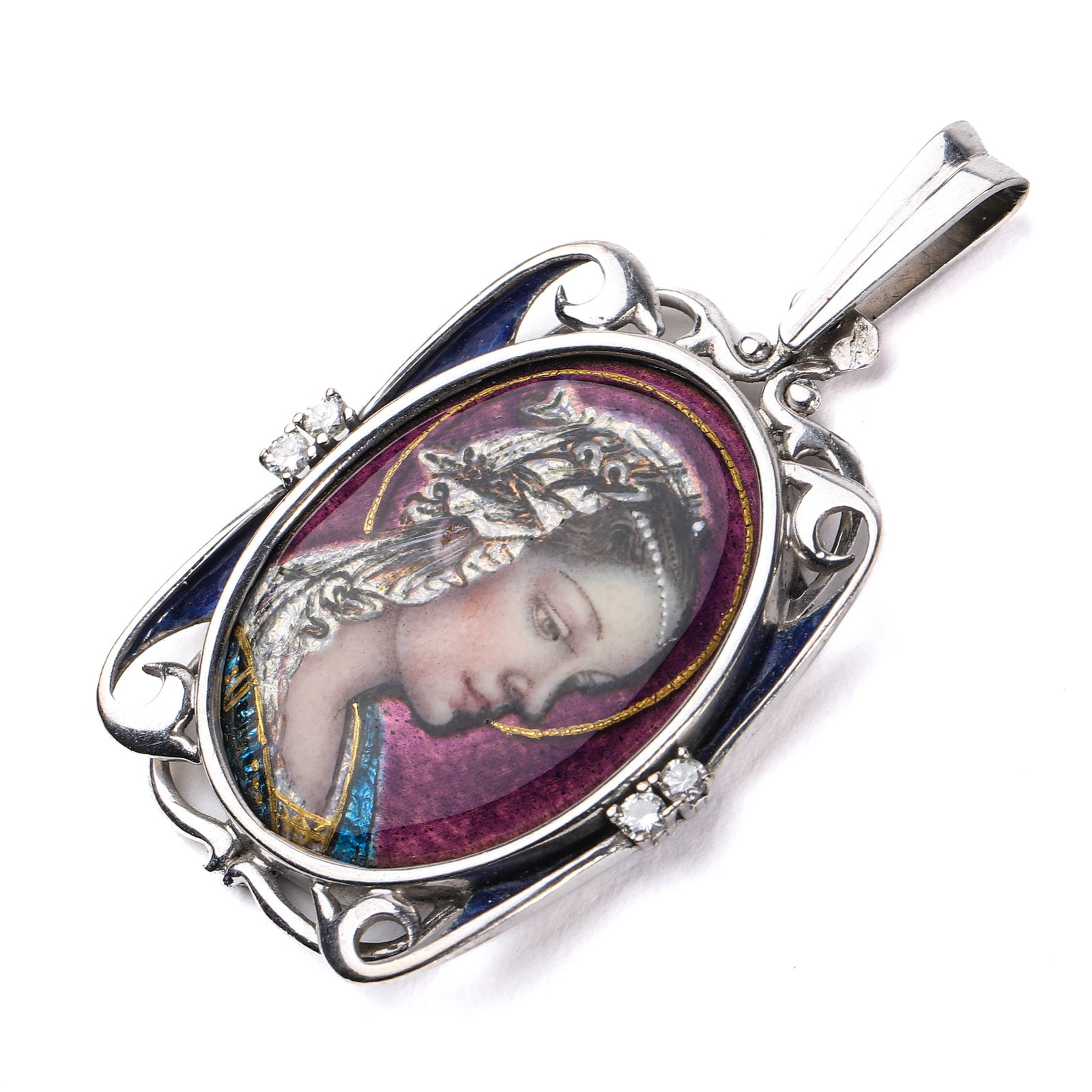 ART DECO PERIOD (1925-1935) FRENCH CUSTOM-MADE MICRO-PAINTED ENAMEL PENDANT - 2