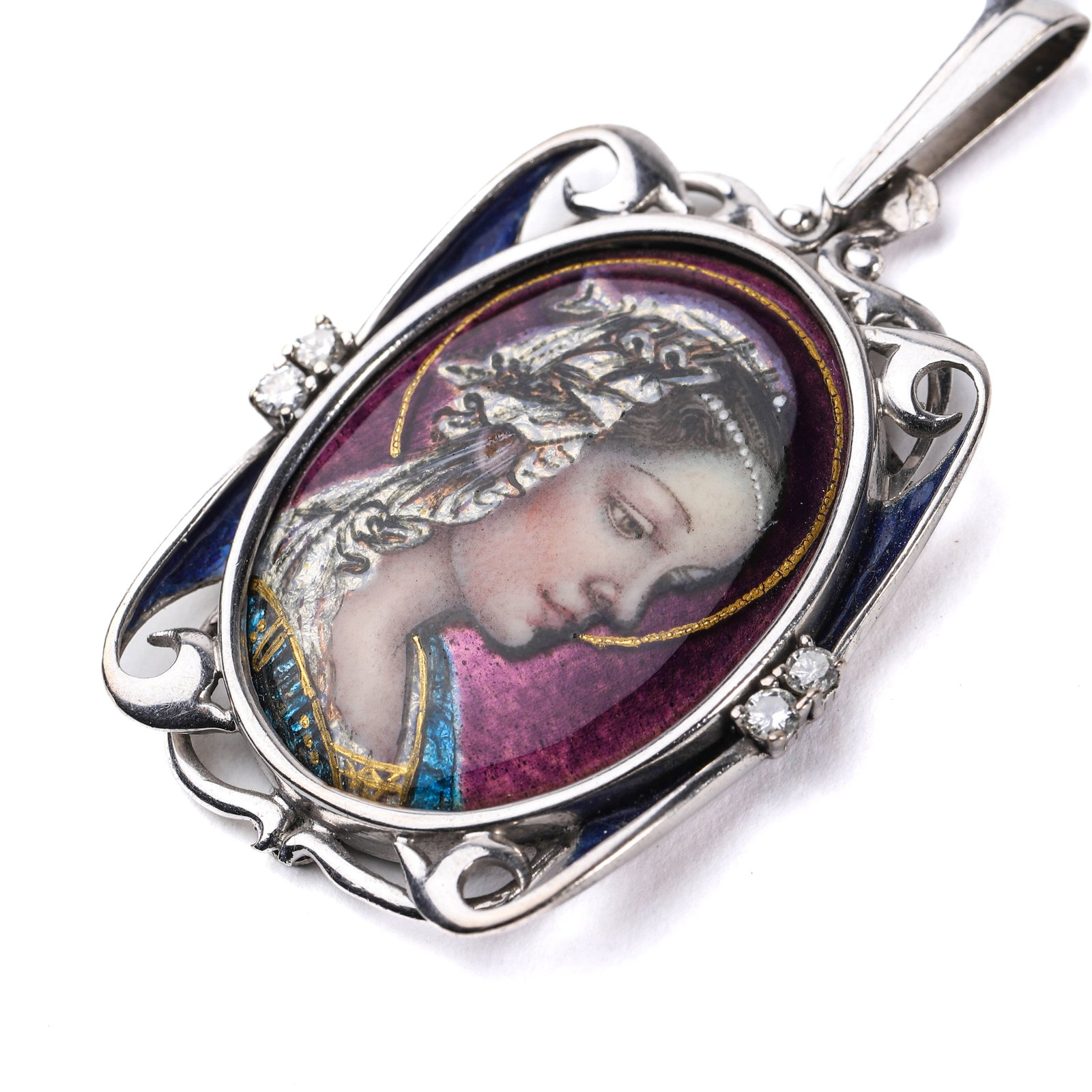ART DECO PERIOD (1925-1935) FRENCH CUSTOM-MADE MICRO-PAINTED ENAMEL PENDANT - 3