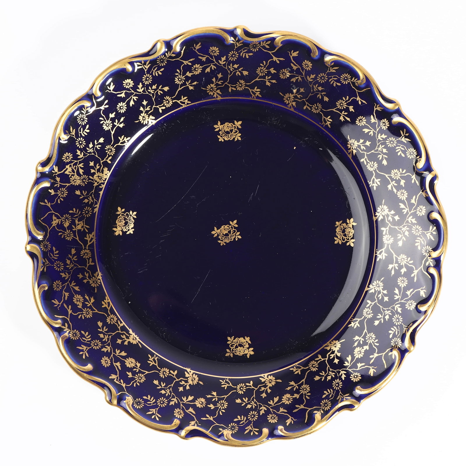 A BAVARIAN COBALT-GILT PORCELAIN CUP AND SAUCER SET - 3