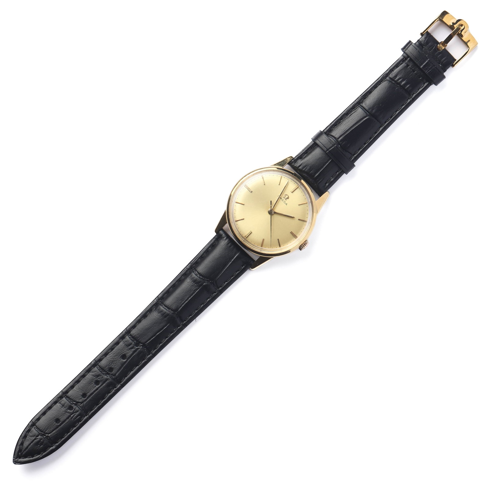 OMEGA GOLD-TONE WRISTWATCH WITH CHAMPAGNE DIAL. - 2