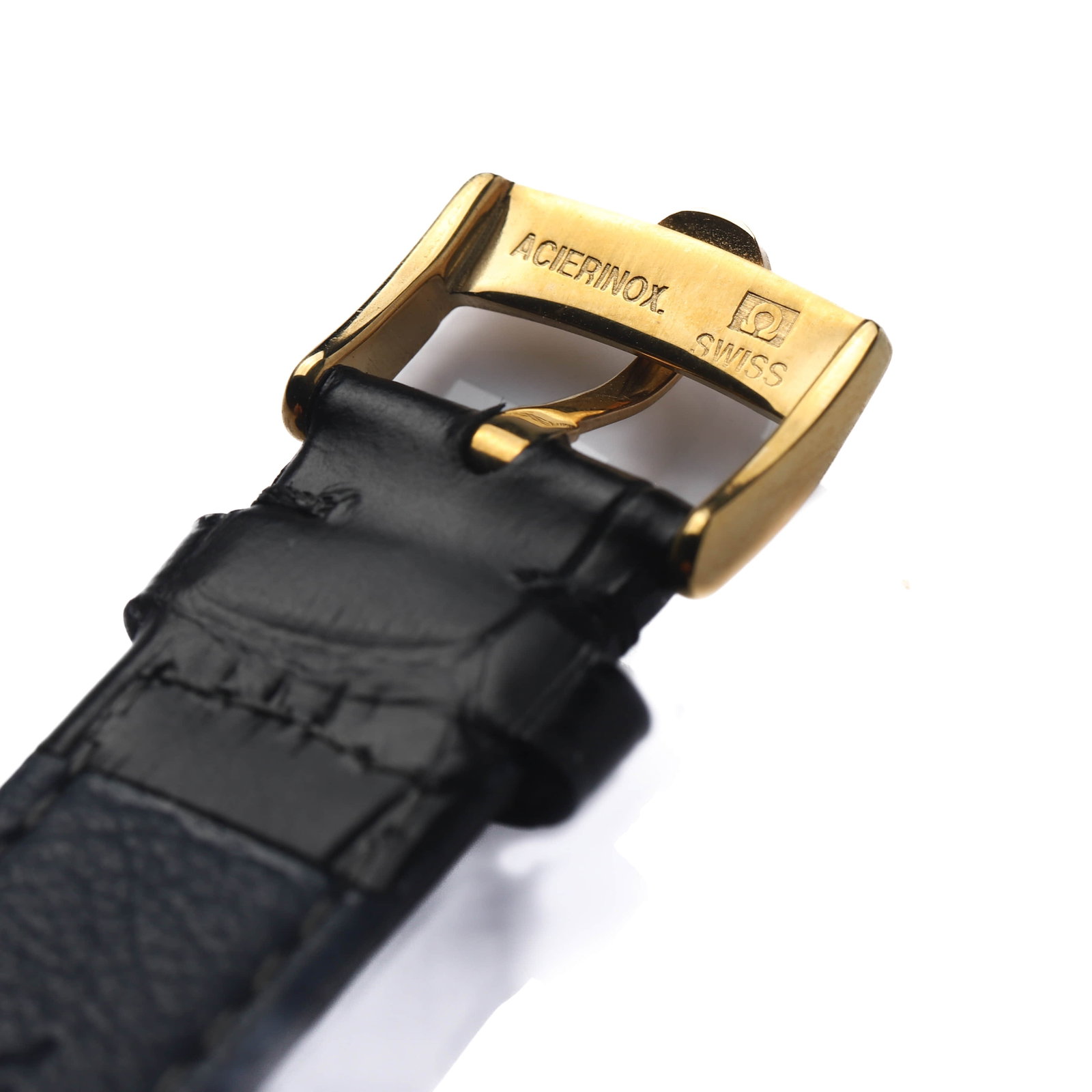 OMEGA GOLD-TONE WRISTWATCH WITH CHAMPAGNE DIAL. - 8