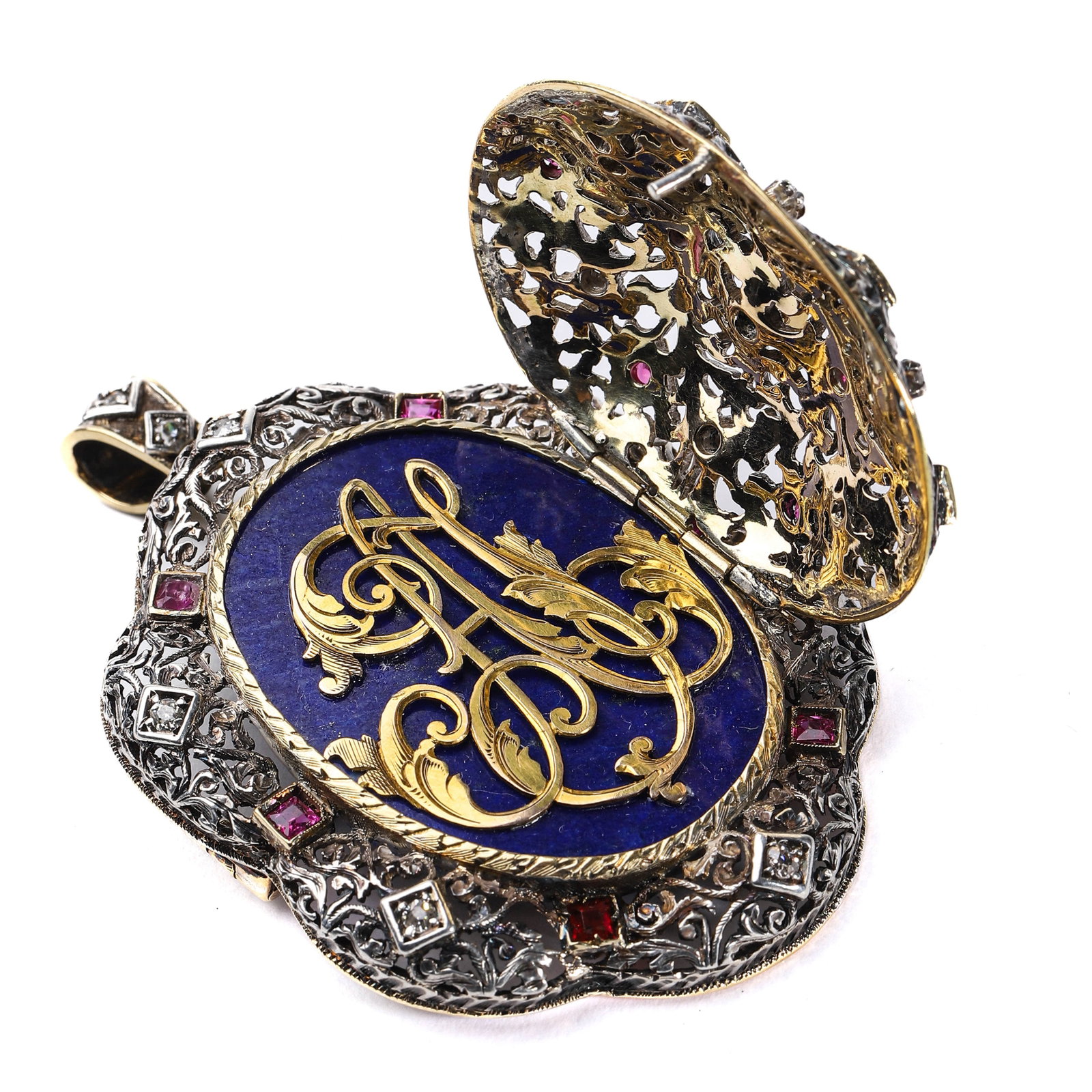 VICTORIAN PERIOD (1837–1901) ITALIAN NOBLEMAN'S CUSTOM-MADE GOLD AND SILVER LOCKET PENDANT - 6