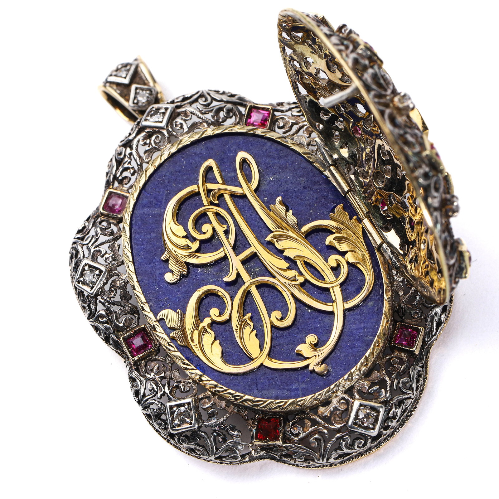 VICTORIAN PERIOD (1837–1901) ITALIAN NOBLEMAN'S CUSTOM-MADE GOLD AND SILVER LOCKET PENDANT - 7