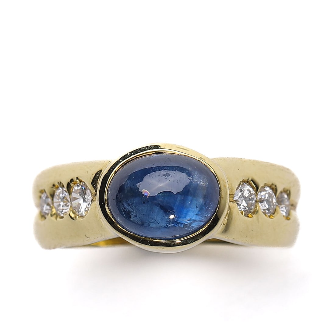 RETRO PERIOD ITALIAN 18K GOLD BLUE SAPPHIRE AND DIAMOND RING (1 of 6)