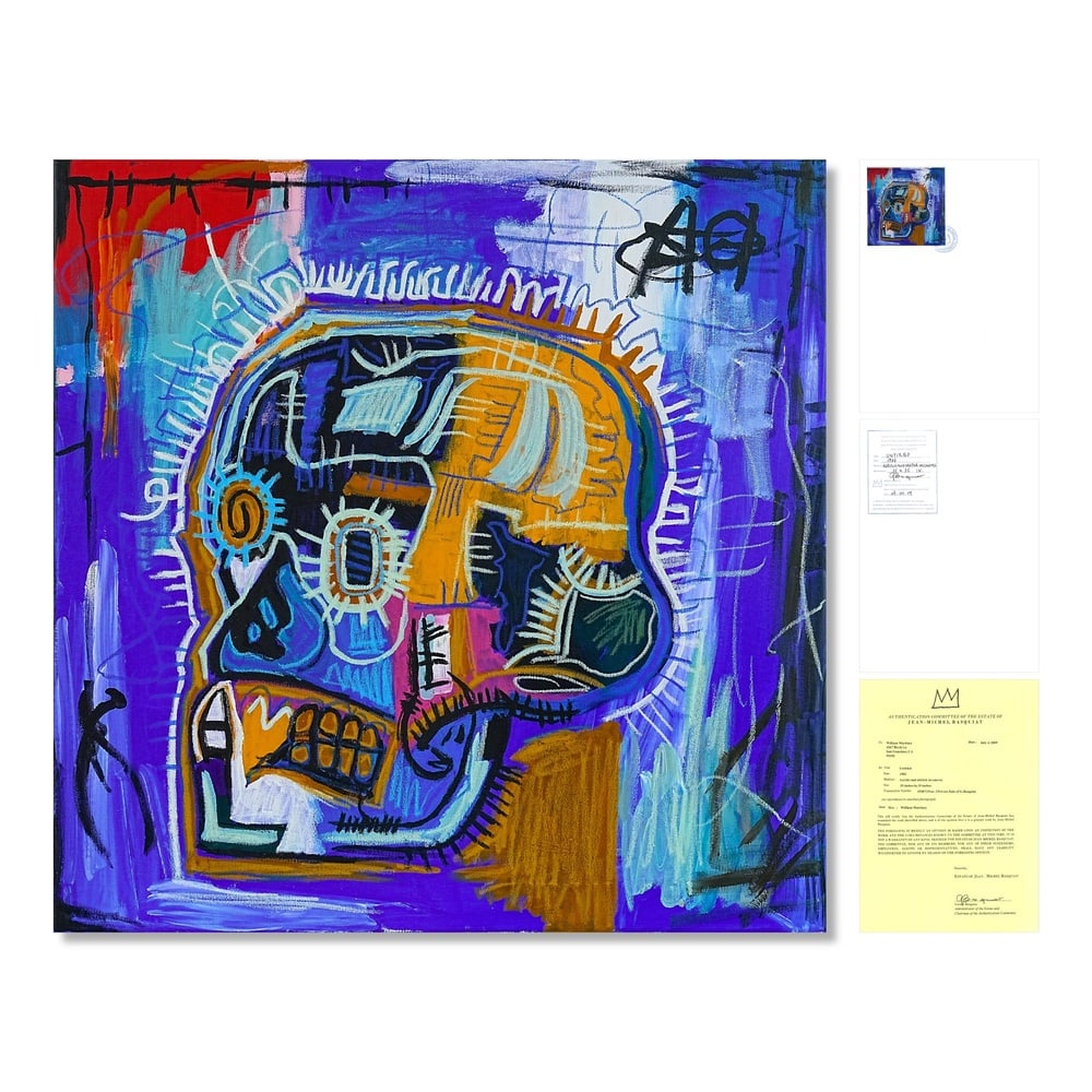 JEAN-MICHEL BASQUIAT (1960-1988), ATTRIBUTED TO, ACRYLIC AND OILSTICK ON CANVAS (1 of 3)