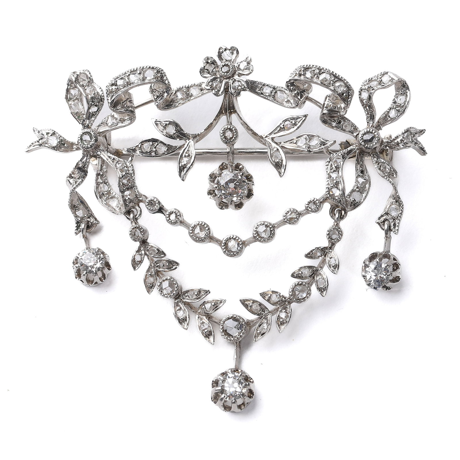 EDWARDIAN FRENCH PLATINUM AND DIAMOND BROOCH-PENDANT (1 of 9)
