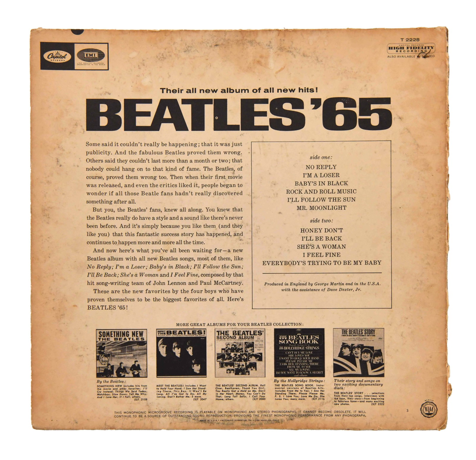 THE BEATLES - SIGNED BEATLES '65 LP - 2