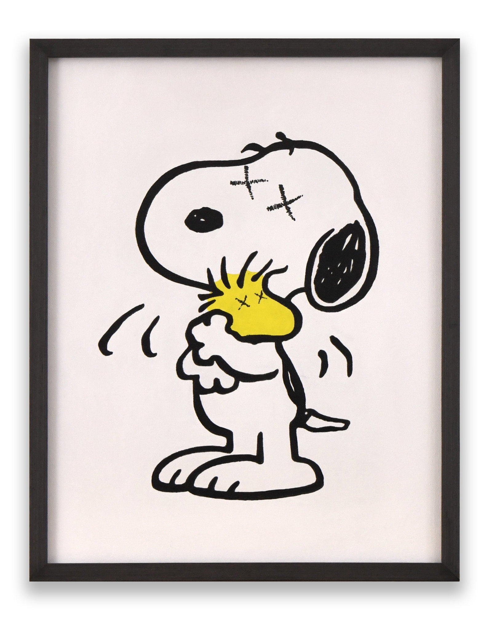 KAWS (1974- ), ATTRIBUTED TO, ACRYLIC ON CANVAS: KAWS (1974- ), ATTRIBUTED TO,ACRYLIC ON CANVAS Dimensions: Image size: 53 x 41 cm. Outer frame size: 56 x 44 cm. All measured values are approximate. Signature: KAWS Description: The c