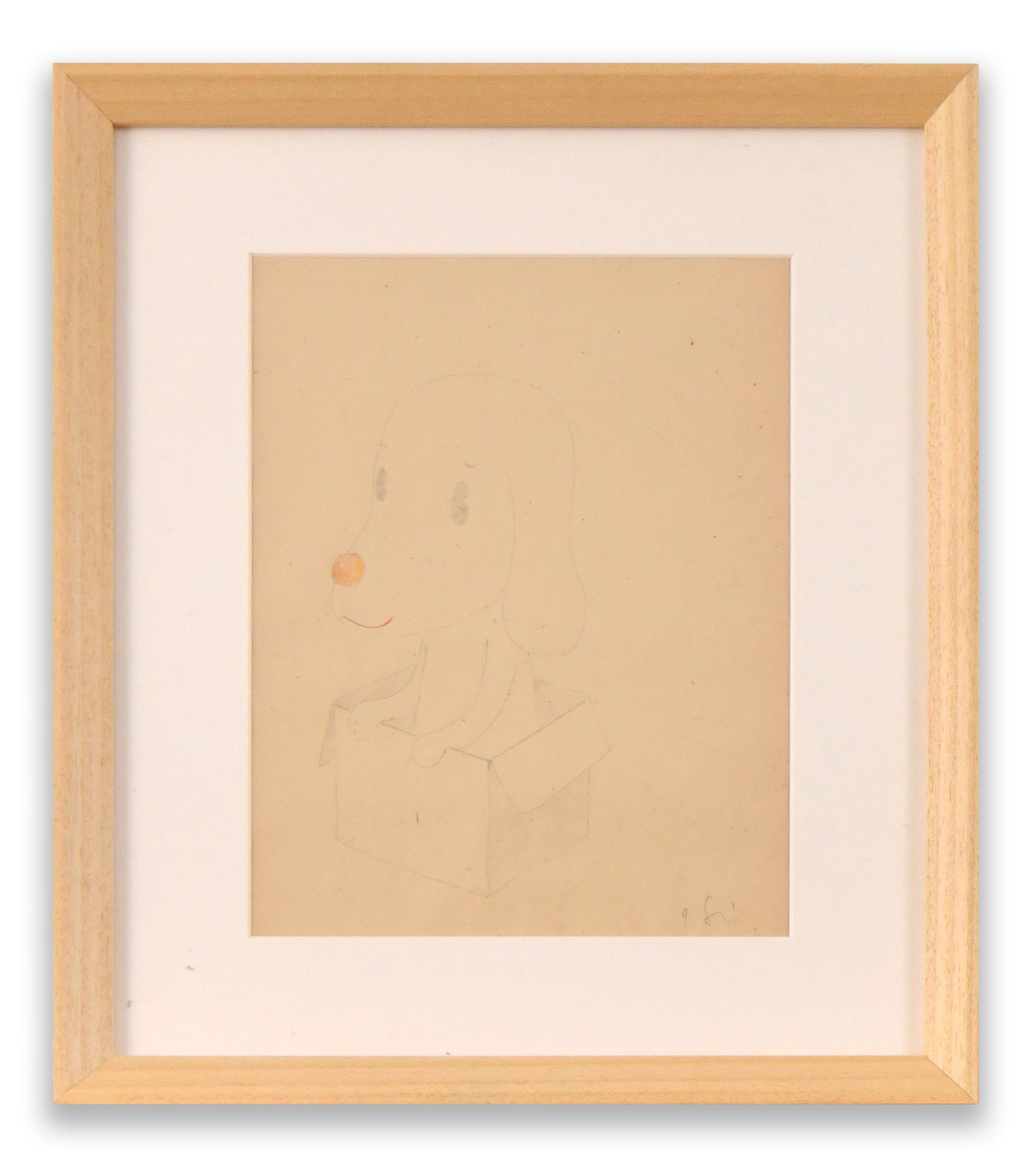YOSHITOMO NARA (1959- ), ATTRIBUTED TO, COLORED PENCIL ON PAPER: YOSHITOMO NARA (1959- ), ATTRIBUTED TO, COLORED PENCIL ON PAPER Dimensions: Outer frame size: 40 x 35 cm. All measured values are approximate. Signature: Yoshitomo Nara Description: Th