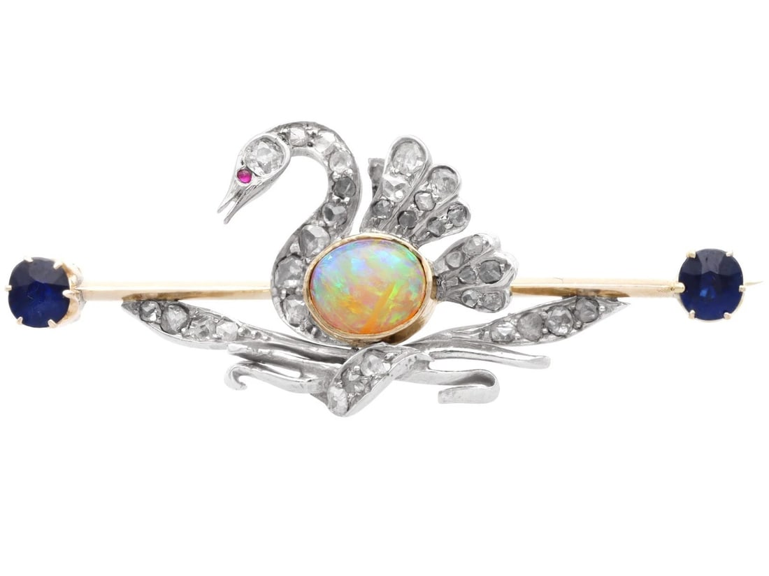 GOLD-TONE FIGURAL BIRD BROOCH WITH MULTICOLOR STONES (1 of 3)