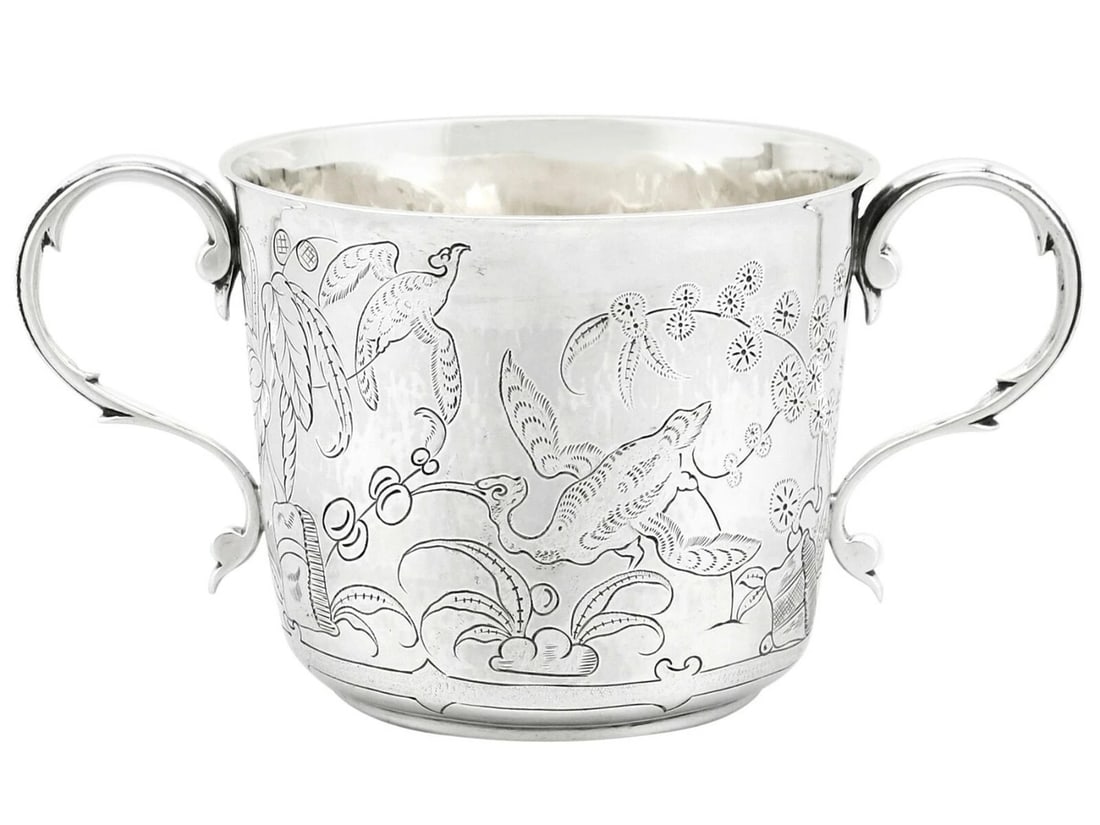 ENGRAVED SILVER-STYLE TWIN-HANDLED CUP (1 of 3)