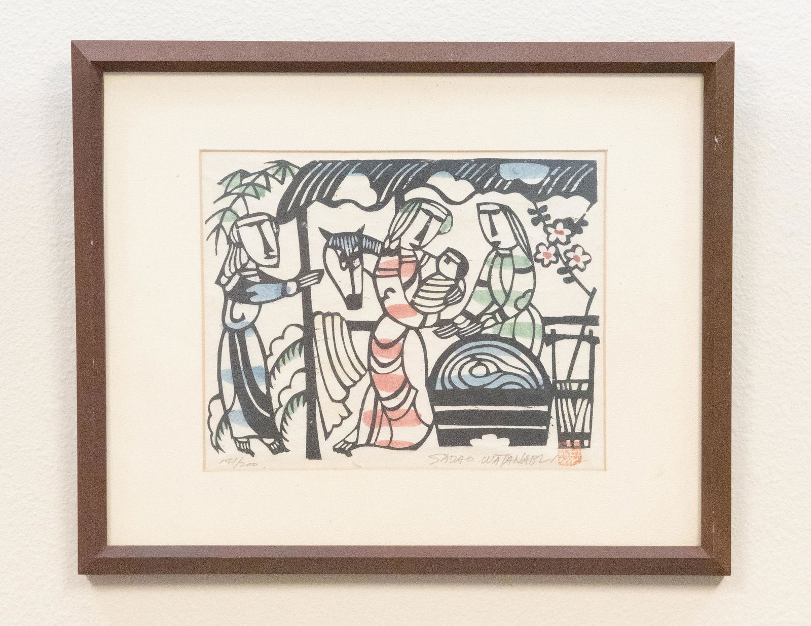 Sadao Watanabe (1972) Nativity Scene Woodblock Print (1 of 7)