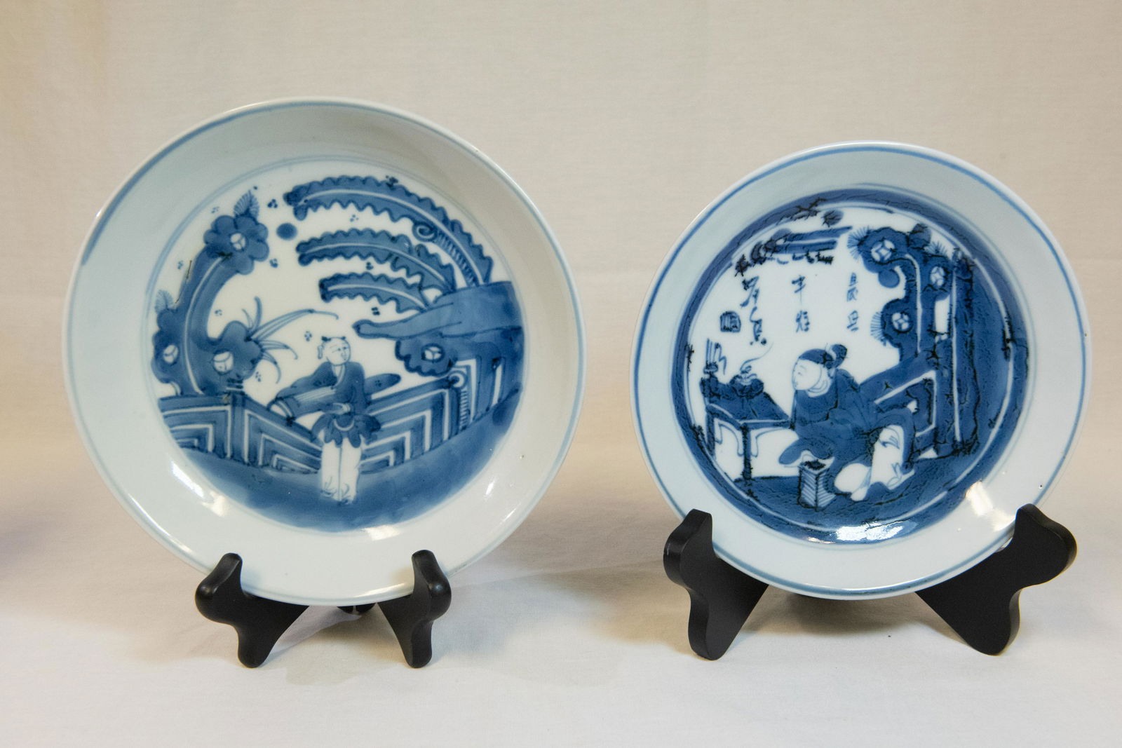 2 Antique Chinese Blue and White Porcelain Transitional Ware Plates Ko-Sometsuke (1 of 9)