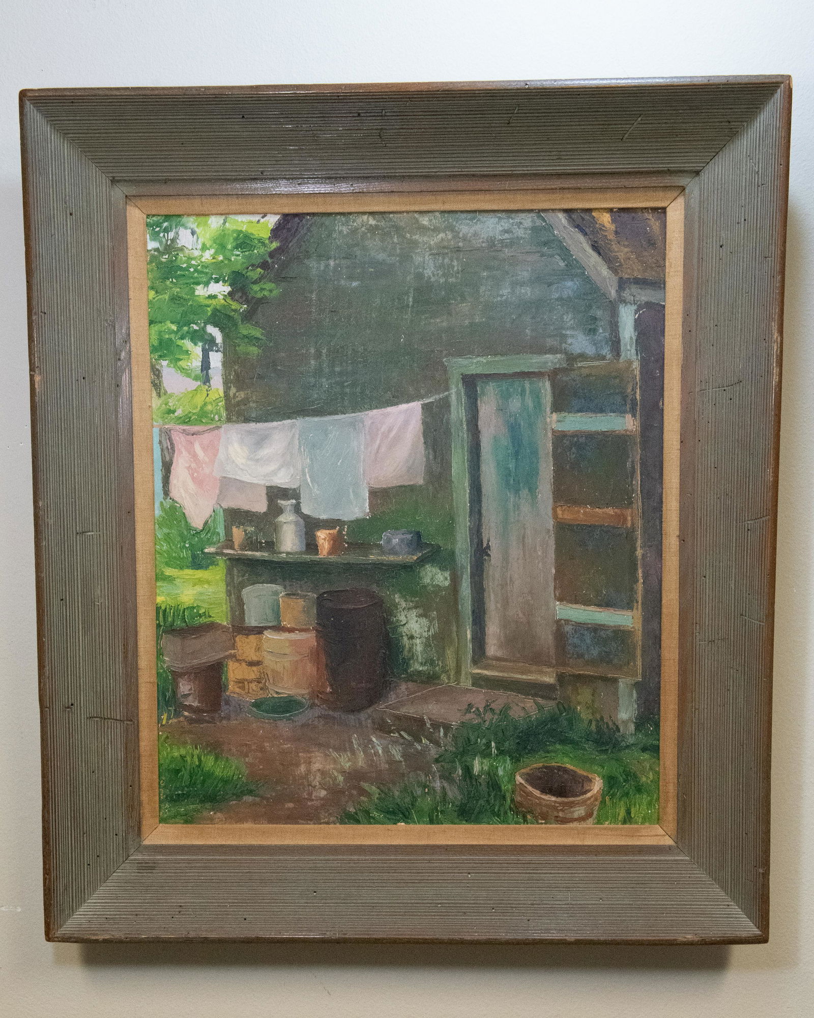 BACK DOOR Oil on Board circa 1930s (1 of 13)